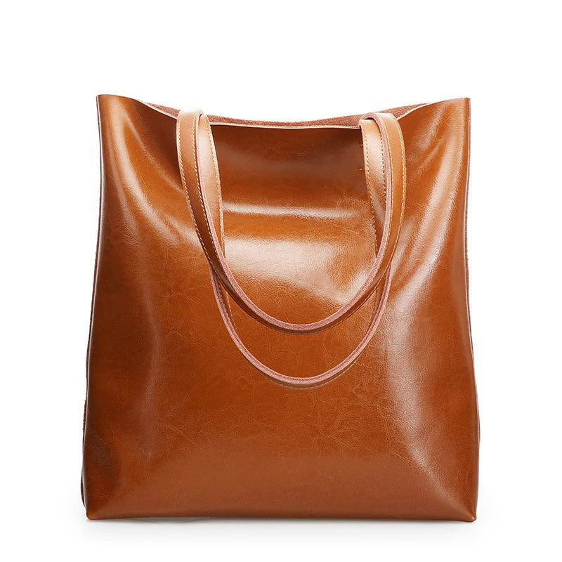 Cow Leather Ladies Shoulder Handbags Women Tote-Tote Bag-Brown-Free Shipping Leatheretro