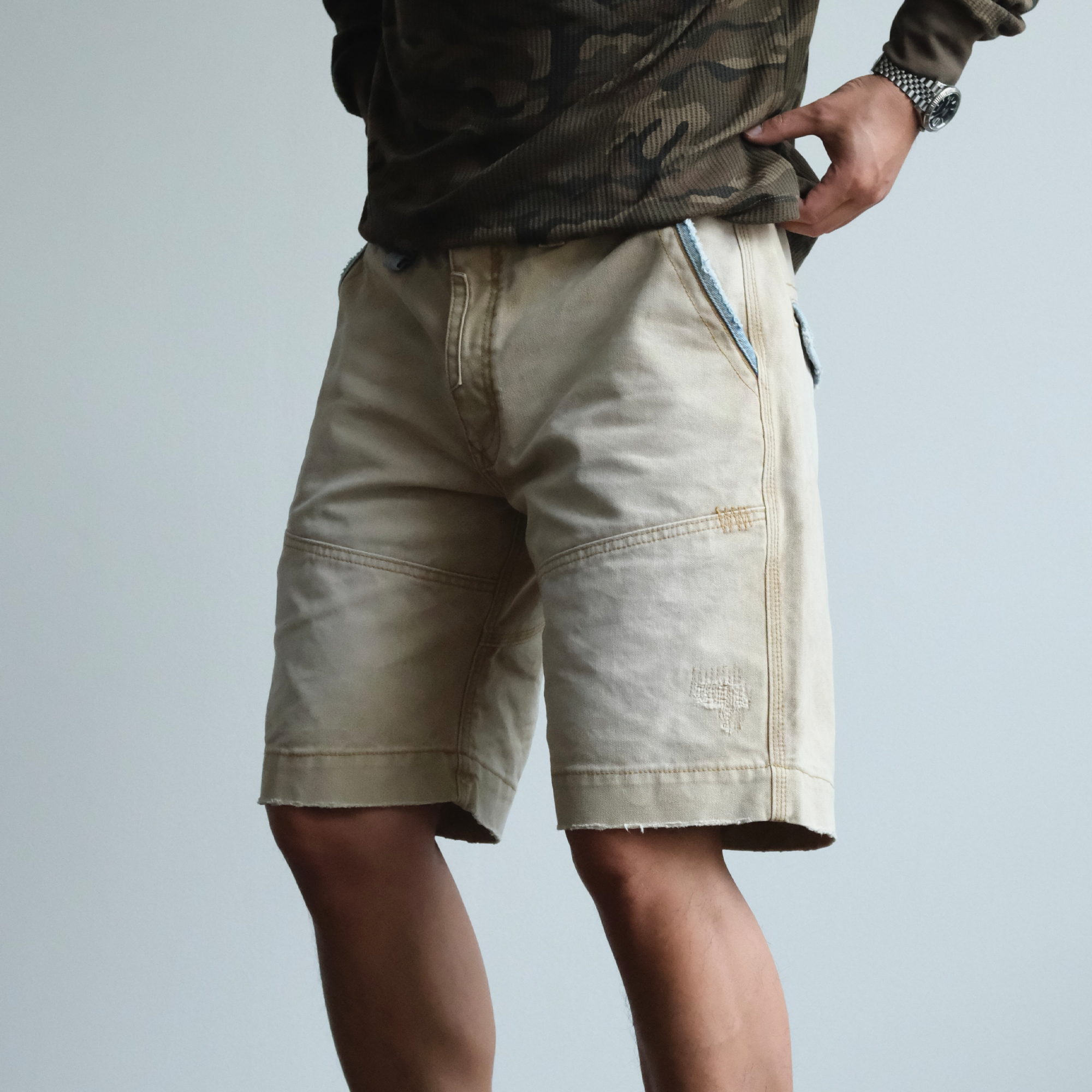NEIGBORL Retro Washed Spliced Shorts-Shorts-S-Free Shipping Leatheretro