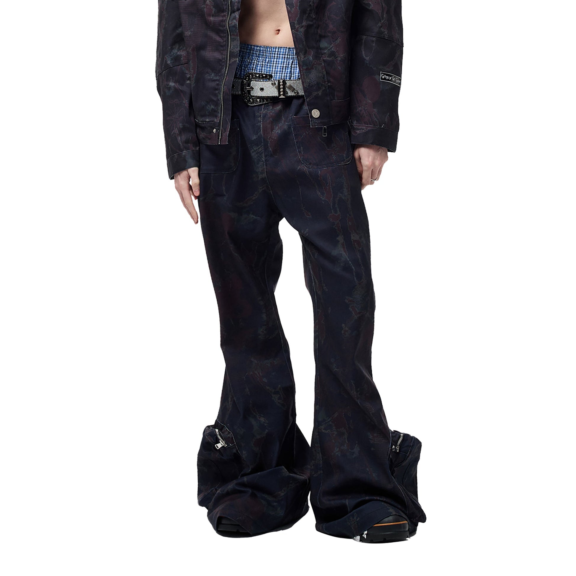 CYCYCY Abstract Graphic Cargo Flared Jeans-Jeans-XXS / 27"-Free Shipping Leatheretro