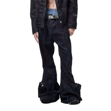 CYCYCY Abstract Graphic Cargo Flared Jeans-Jeans-XXS / 27"-Free Shipping Leatheretro