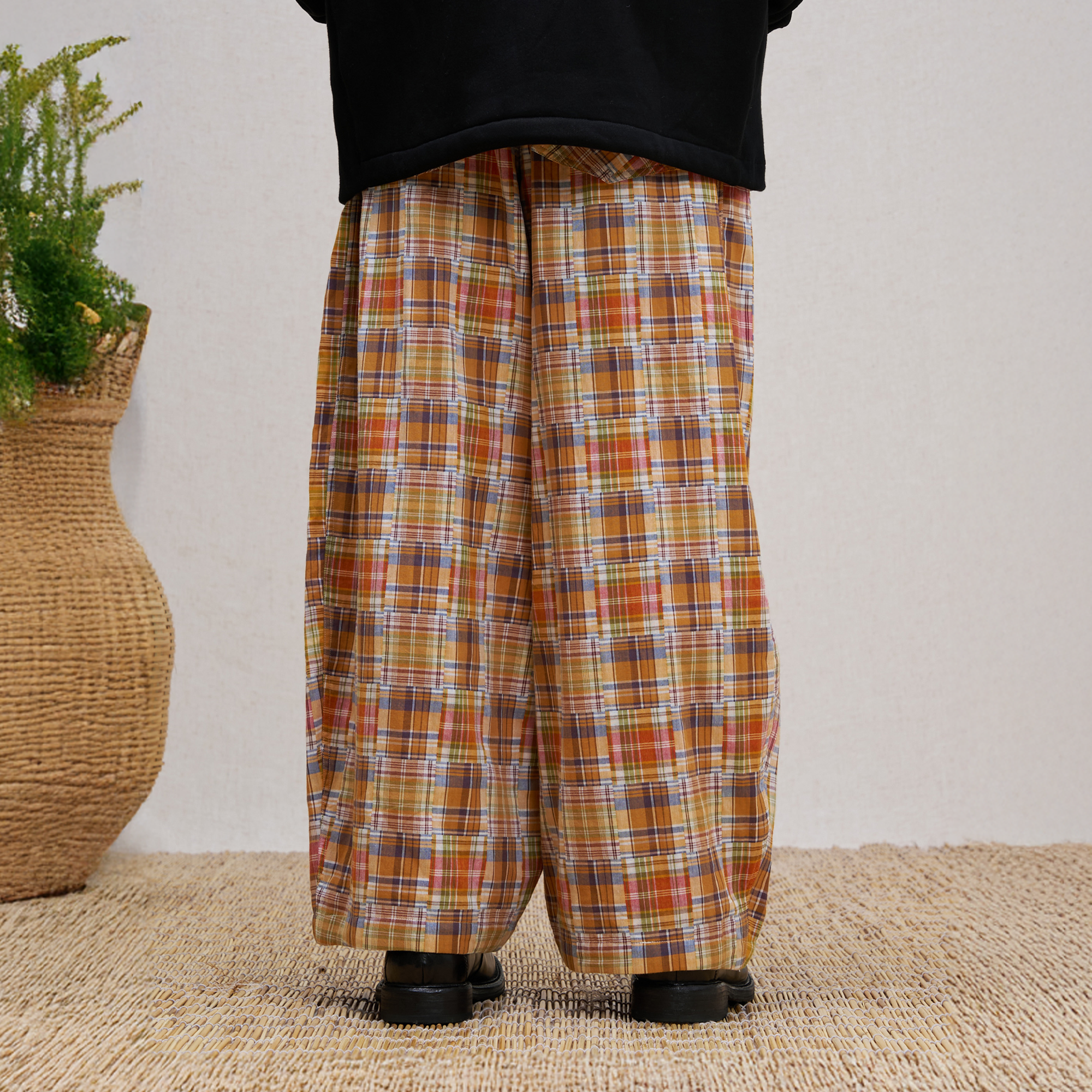 UNLIMITED MOTE Patchwork Plaid Balloon Pants-Pants-S-Free Shipping Leatheretro