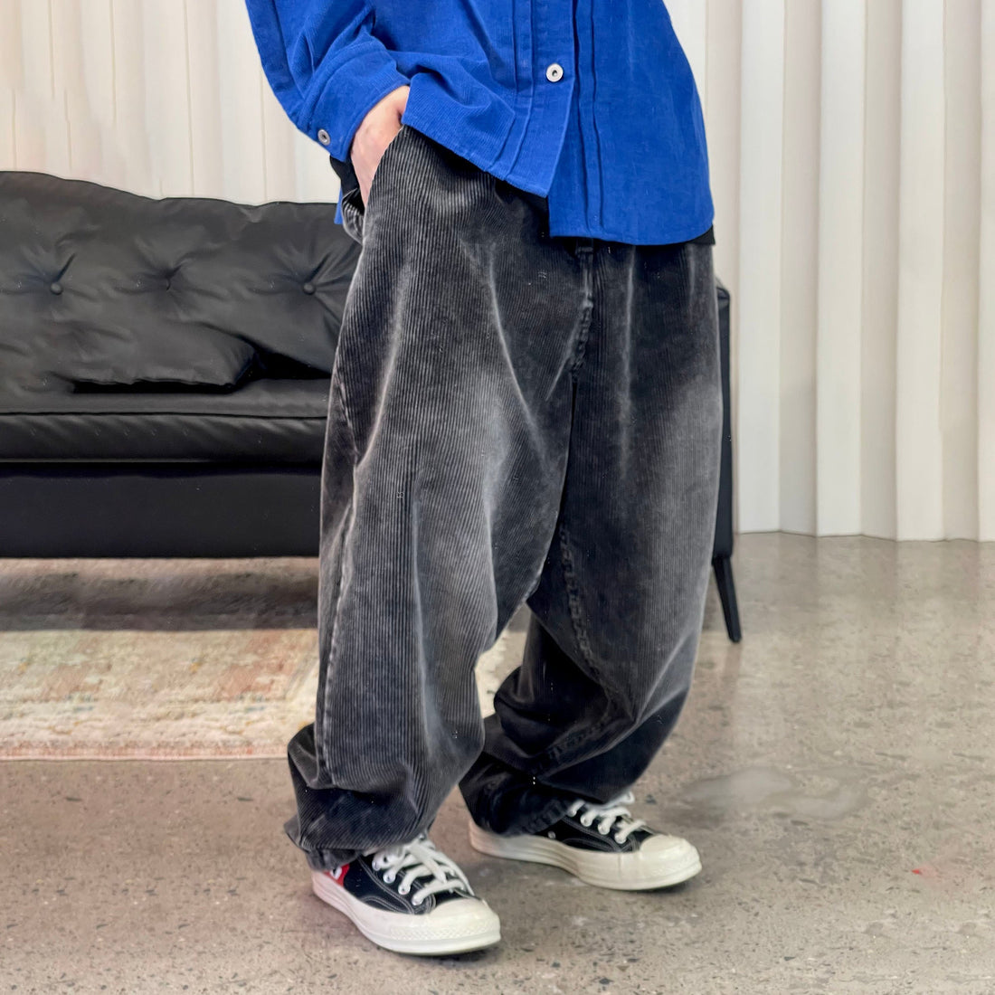 ME DA IGUAL Washed Corduroy Wide-Leg Pants-Pants-M-Free Shipping Leatheretro