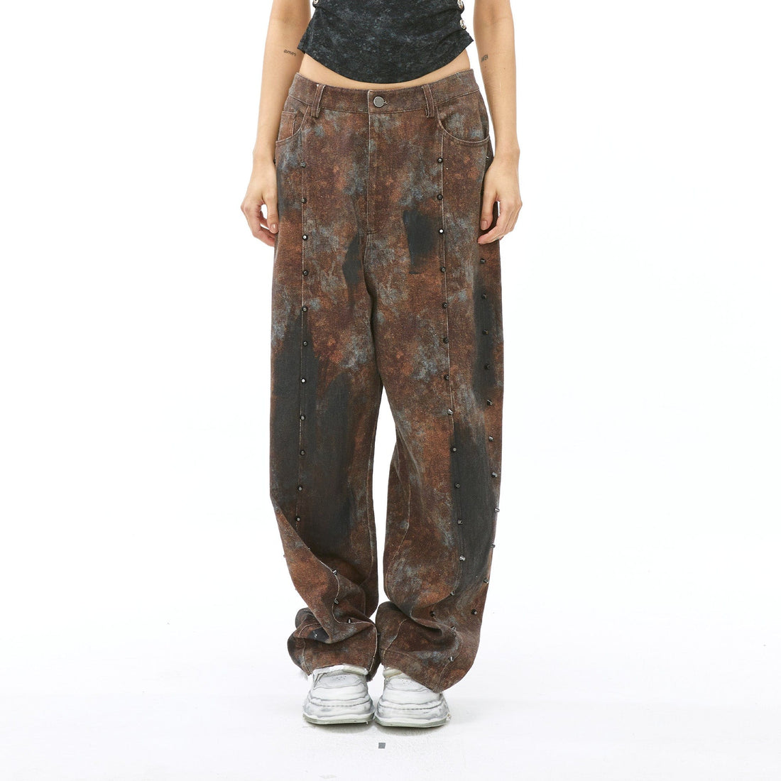 VANN VALRENCE Dirty Fit Studded Straight-Leg Jeans-Jeans-S-Free Shipping Leatheretro