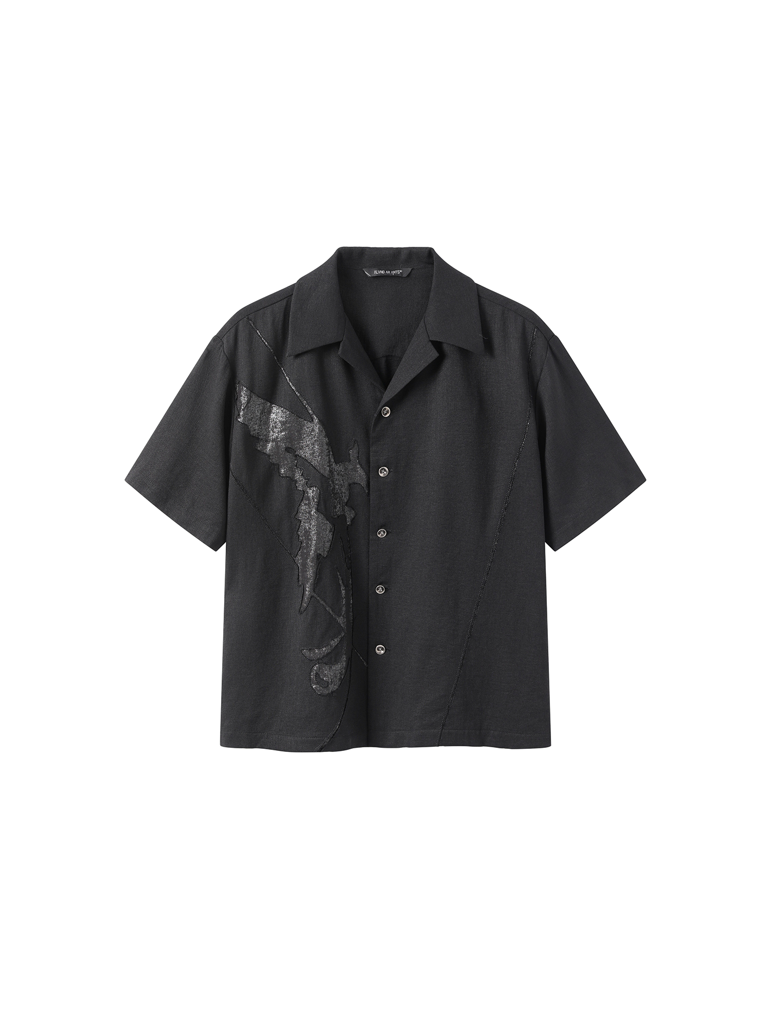 ALVNG AR ANTS Phoenix Mesh Paneled Linen-Blend Shirt-Half shirt-S-Red-Free Shipping Leatheretro