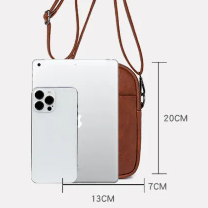 Double Zip Phone Crossbody Bag - Minimalist Phone Pouch-Crossbody Bag-Beige-Free Shipping Leatheretro