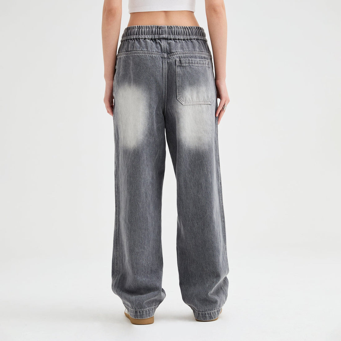 ORGANIC EMOTION Classic Washed Drawstring Jeans-Jeans-XS-Free Shipping Leatheretro