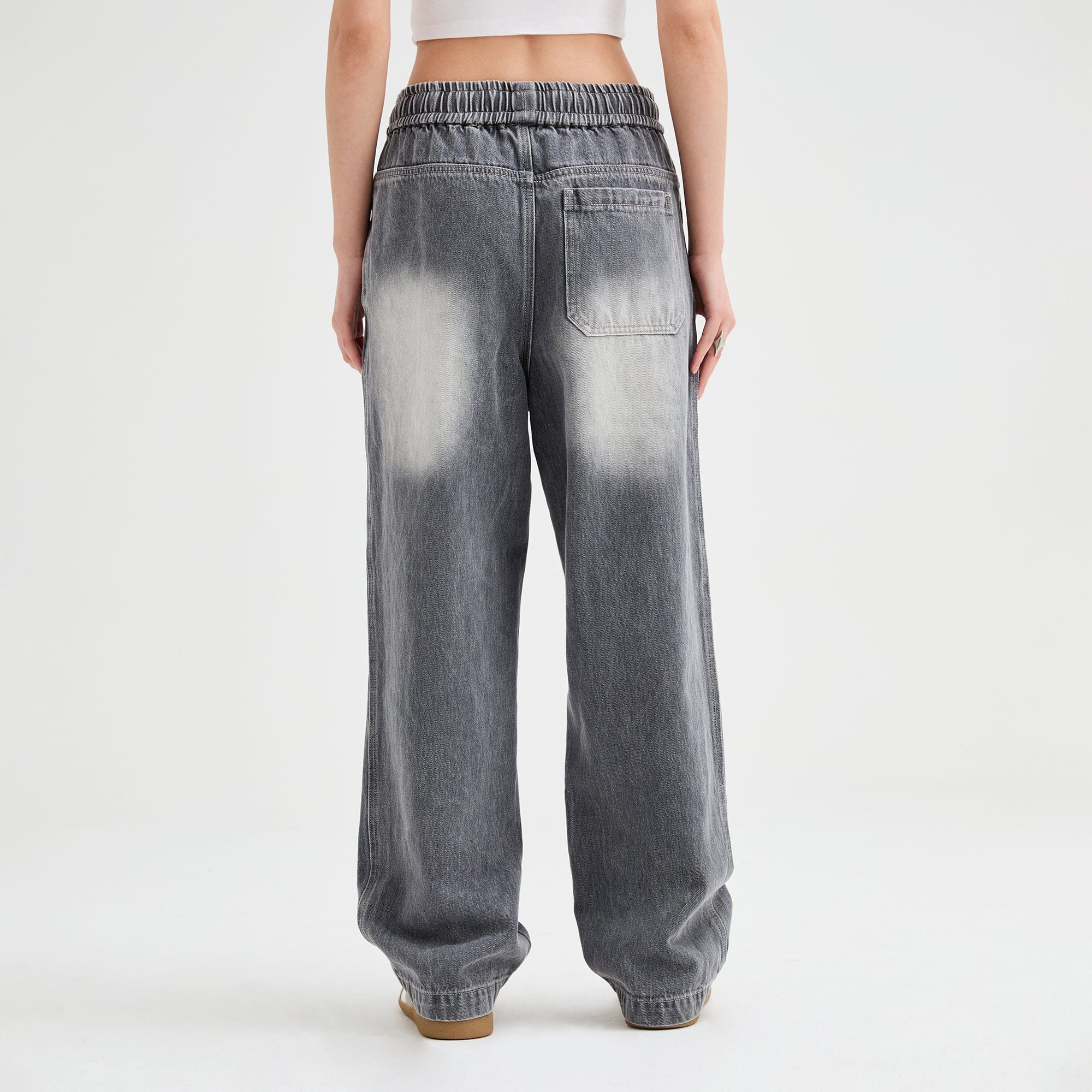 ORGANIC EMOTION Classic Washed Drawstring Jeans-Jeans-XS-Free Shipping Leatheretro