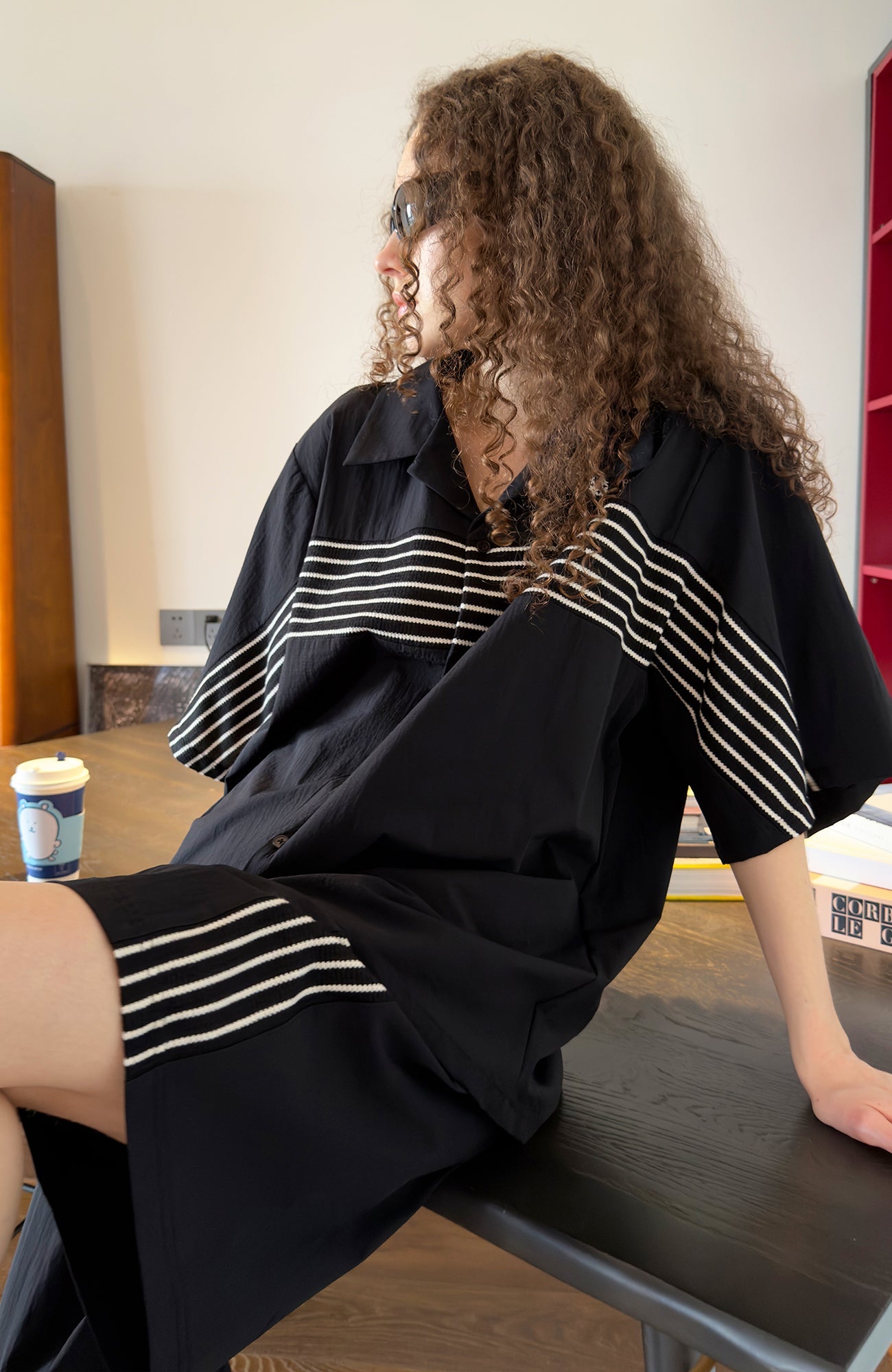 MIICHOUS Contrast Stripe Short-Sleeve Shirt-Half shirt-S (Preorder)-Free Shipping Leatheretro