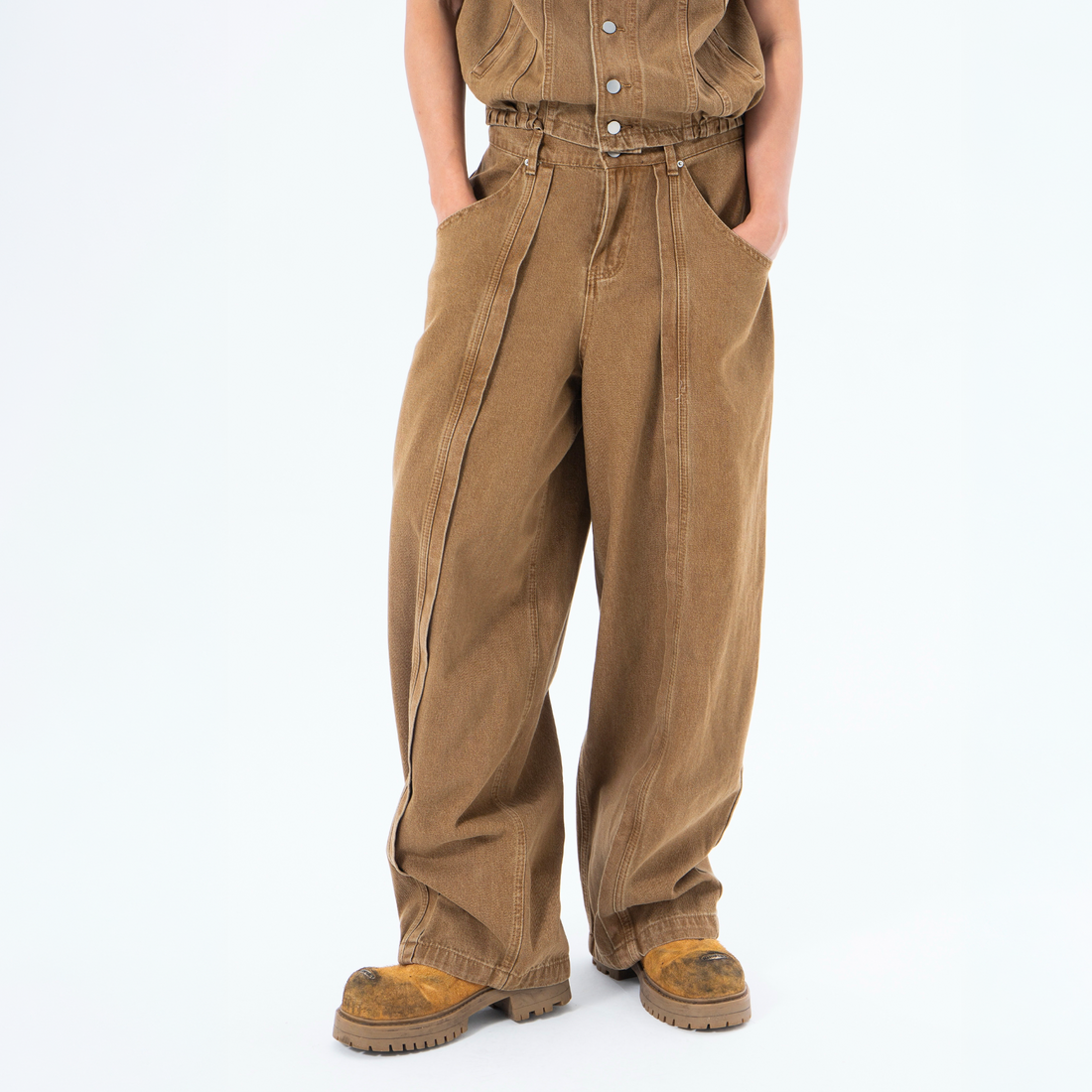 CLP Retro Washed Paneled Oversized Jeans-Jeans-M / 29"-Free Shipping Leatheretro