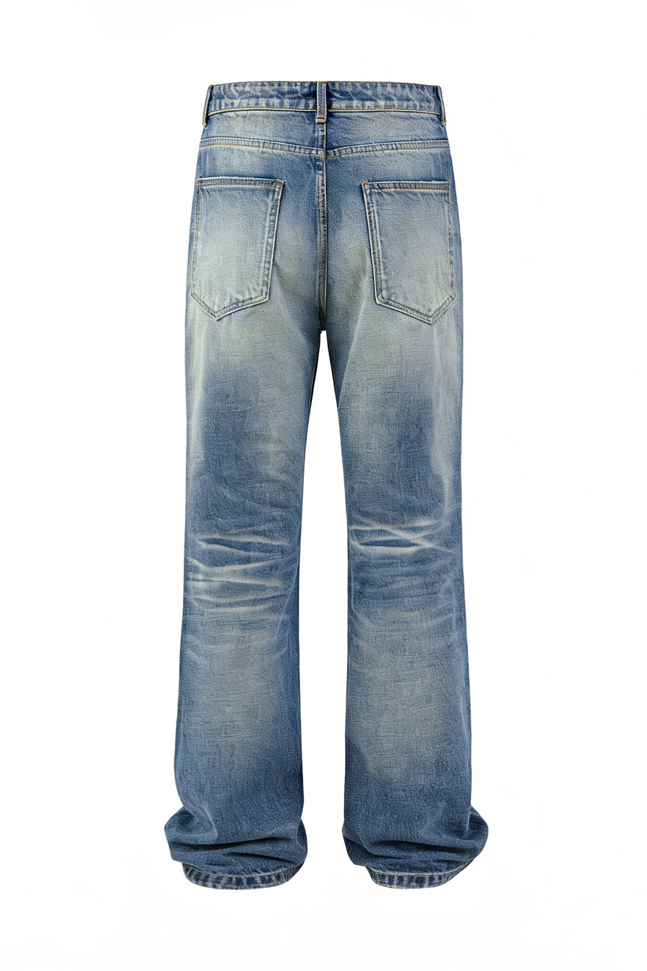 KREATE Double-Layer Distressed Straight-Leg Jeans-Jeans-S-Free Shipping Leatheretro