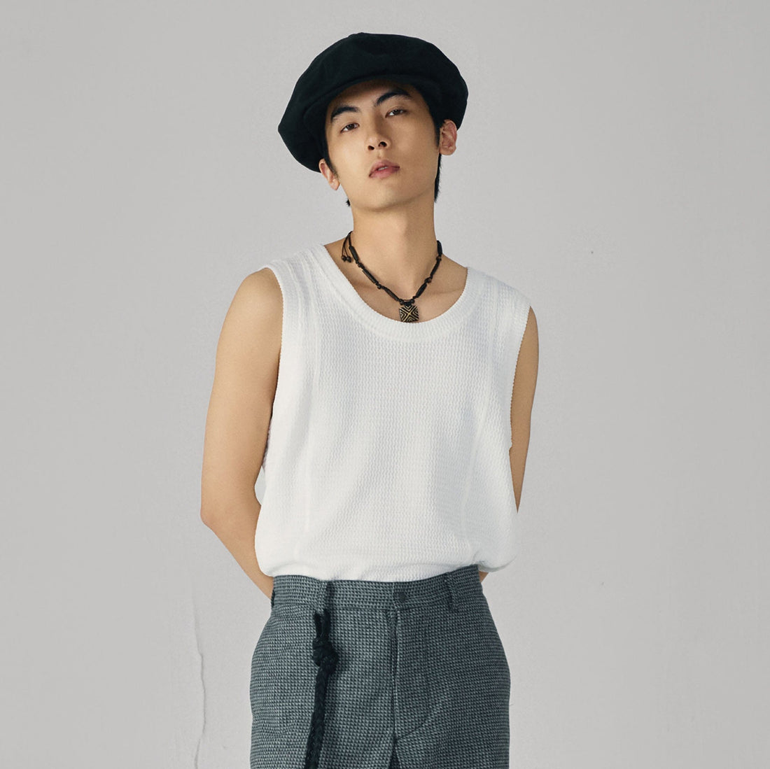 GONGHE REPUB Wavy Ribbed Vest-Vest-S-Brown-Free Shipping Leatheretro