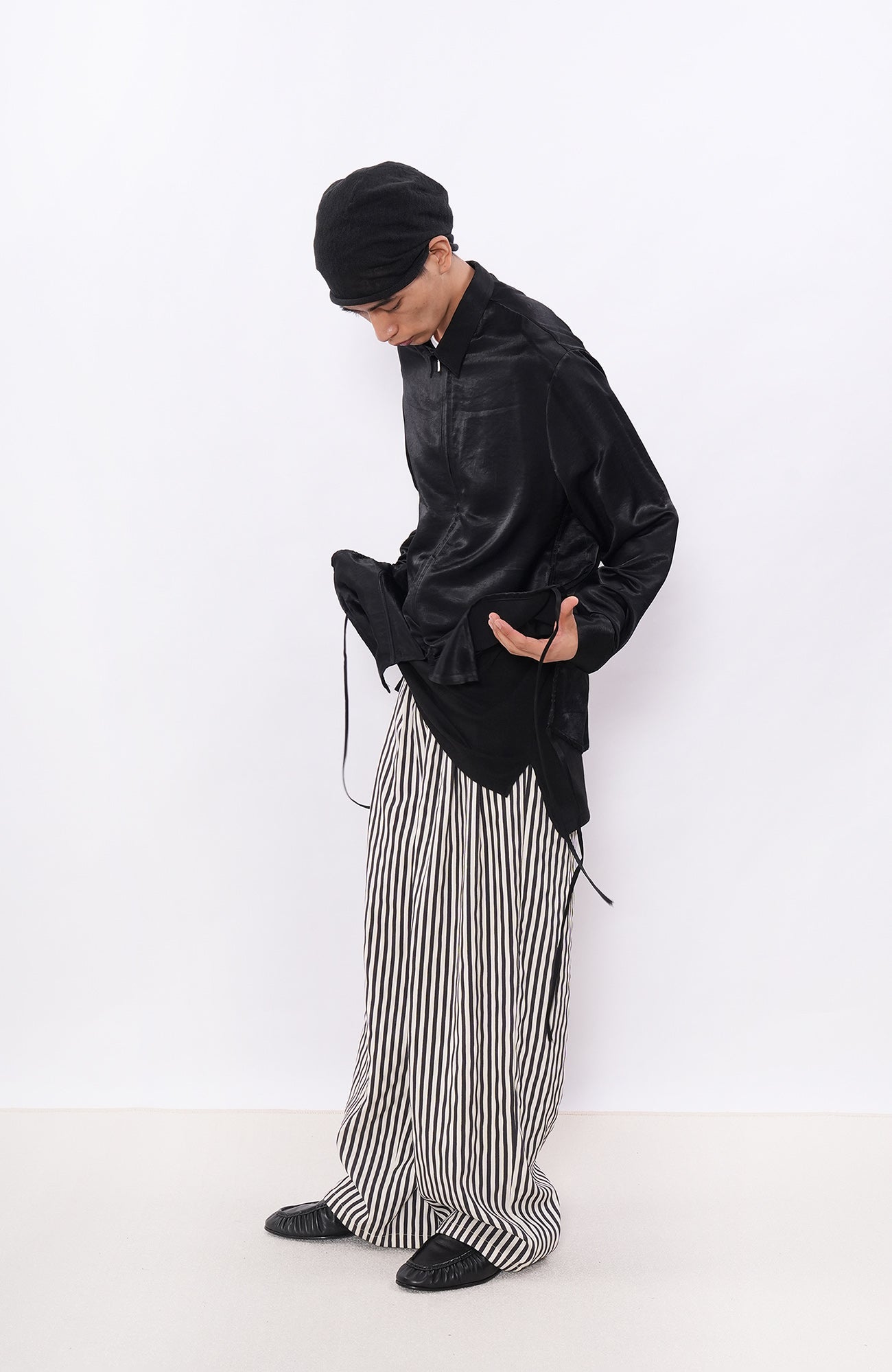7440 37 1 Retro Contrast-Stripe Pleat Pants-Pants-S (Preorder)-Free Shipping Leatheretro