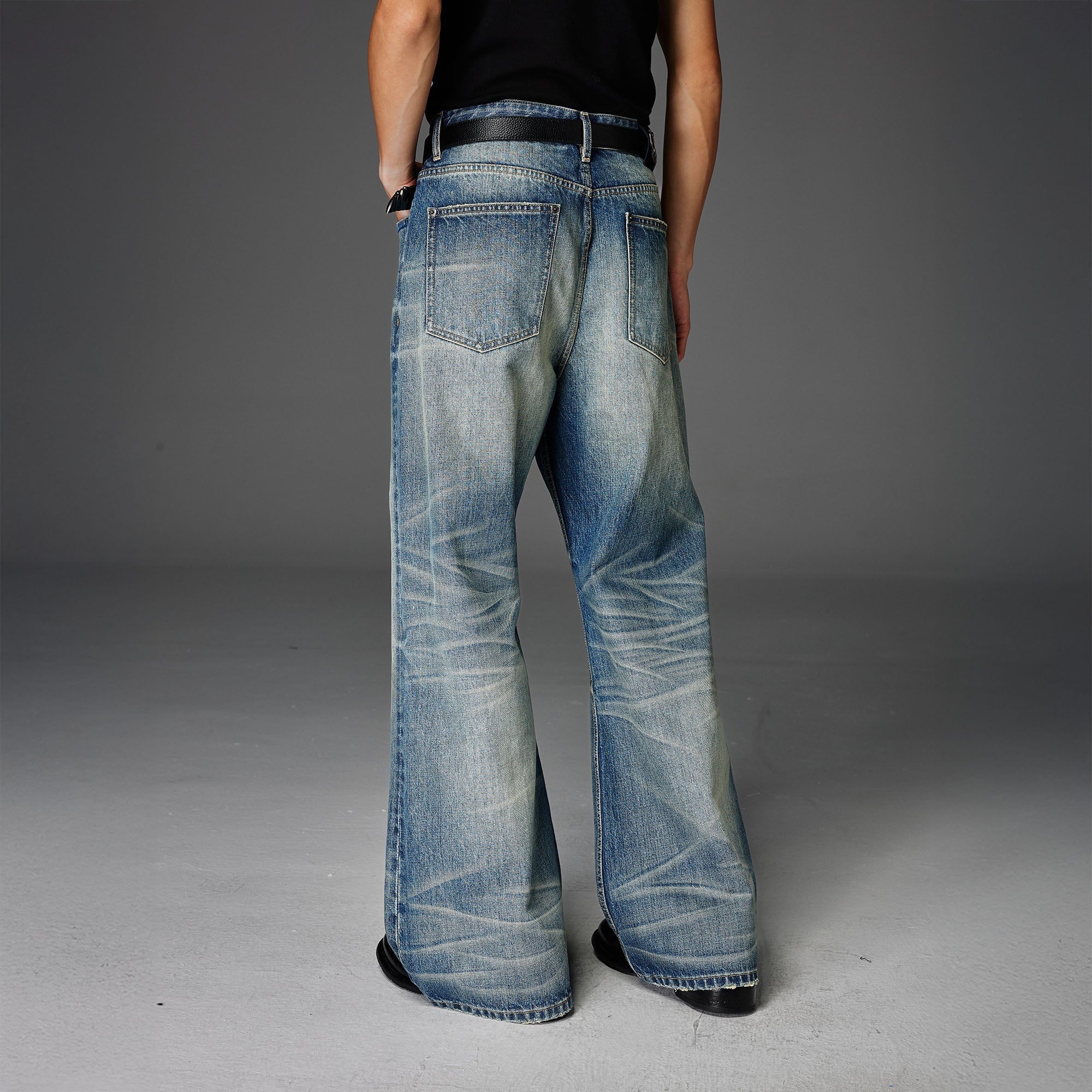 CATSSTAC Whisker Washed Button-Up Jeans-Jeans-M-Free Shipping Leatheretro