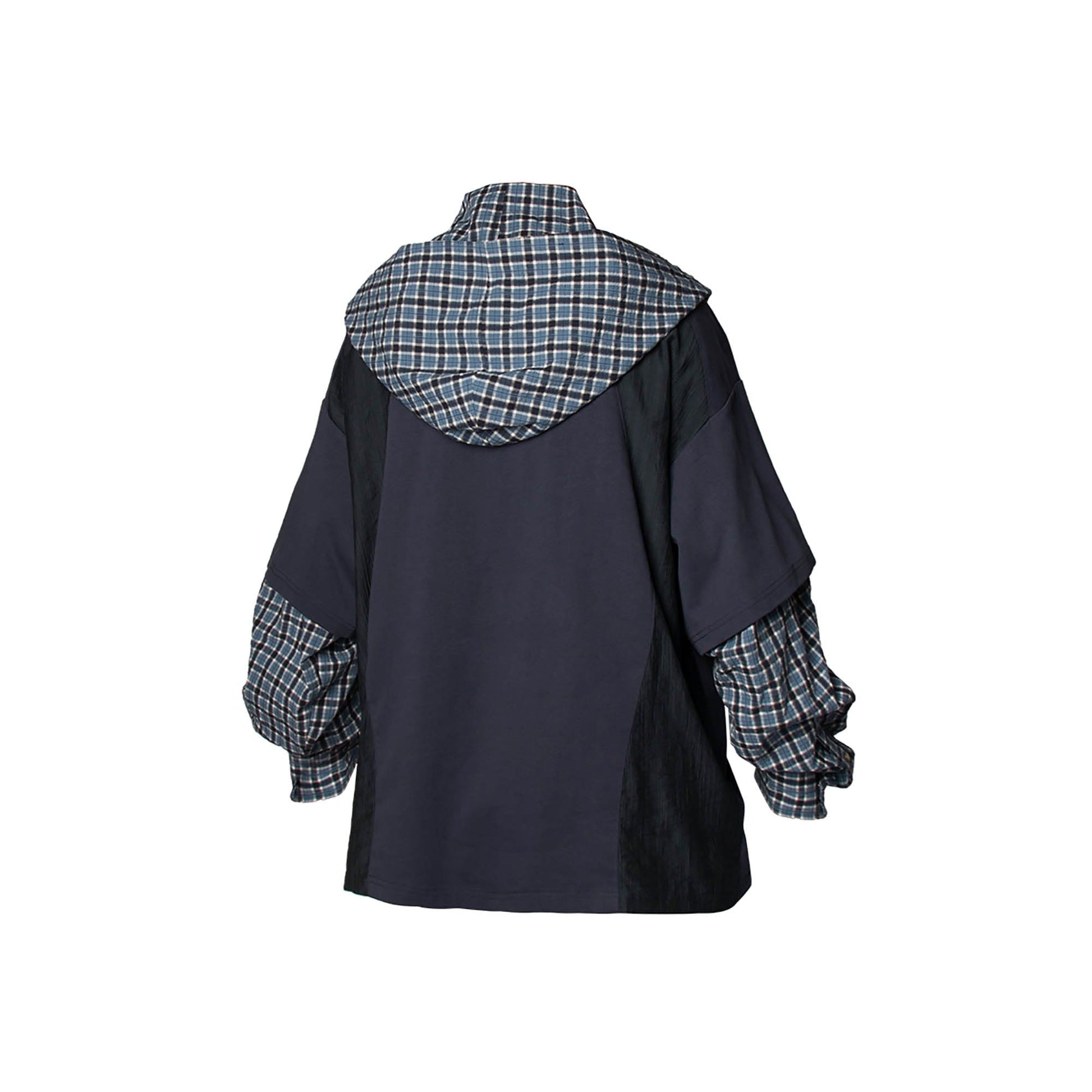 RELABEL Checked Detachable Hood Layered Shirt-Shirt-S-Free Shipping Leatheretro