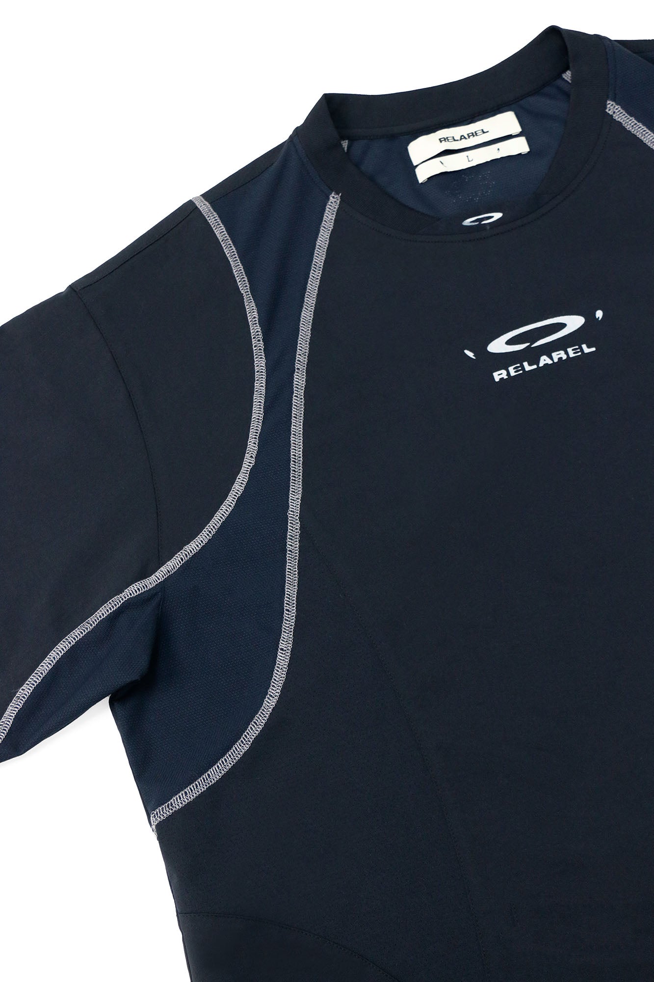 RELABEL Contrast Paneled Quick-Dry Tee-T Shirt-XS-Black-Free Shipping Leatheretro