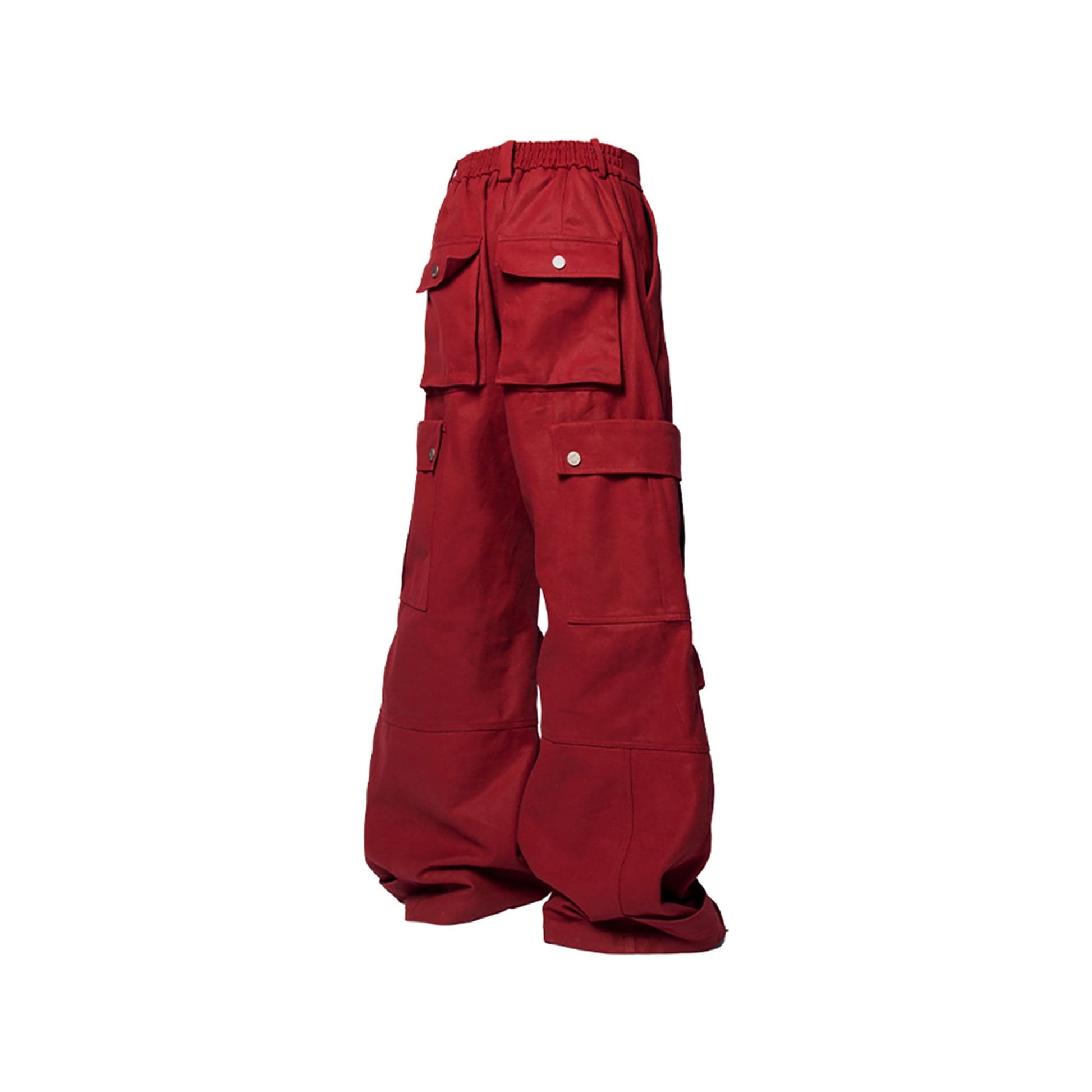 RELABEL Multi-Pocket Oversized Workwear Cargo Pants Red-Pants-XS-Free Shipping Leatheretro