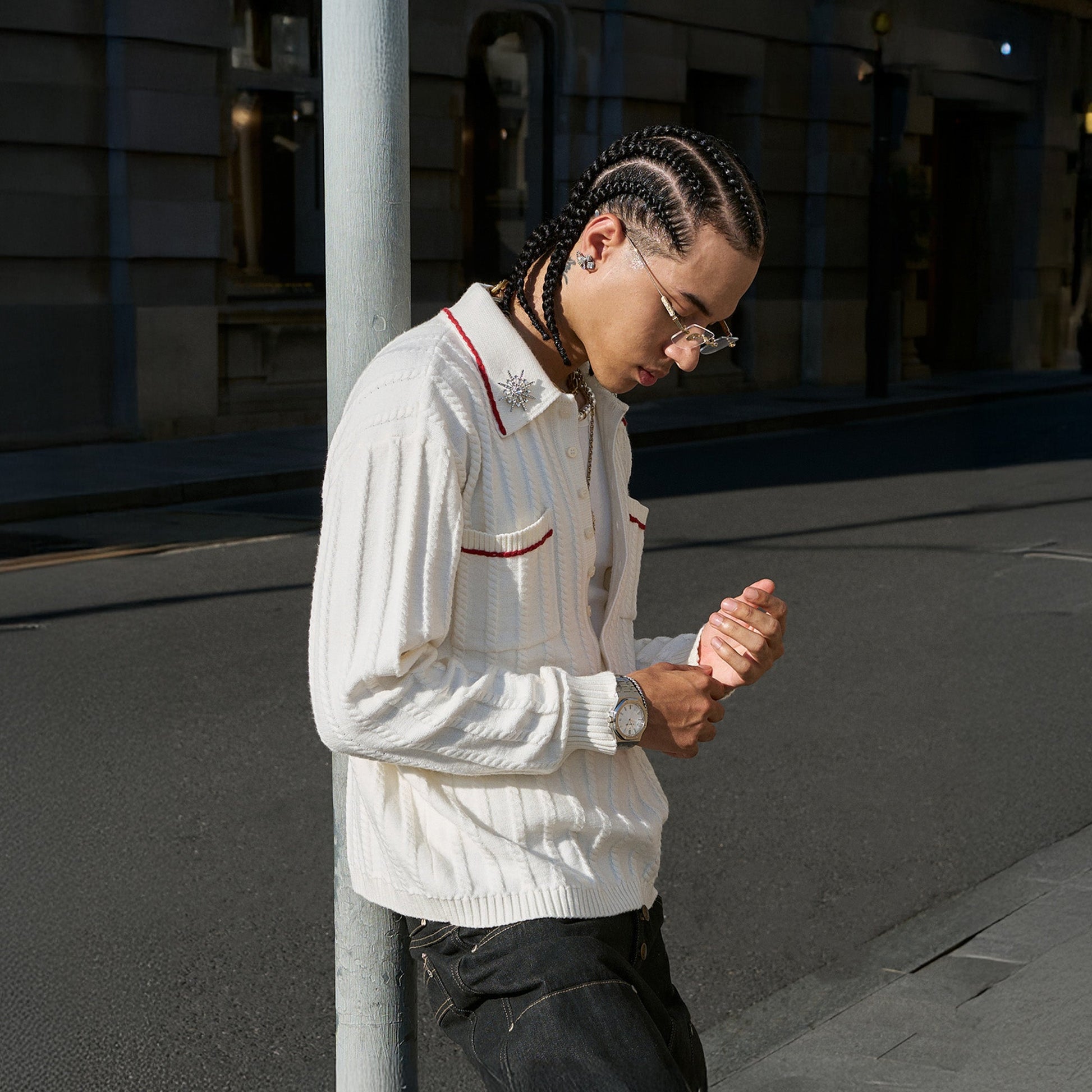 STEEPC Twist-Stitch Contrast Piped Sweater-Sweater-S (1)-Free Shipping Leatheretro