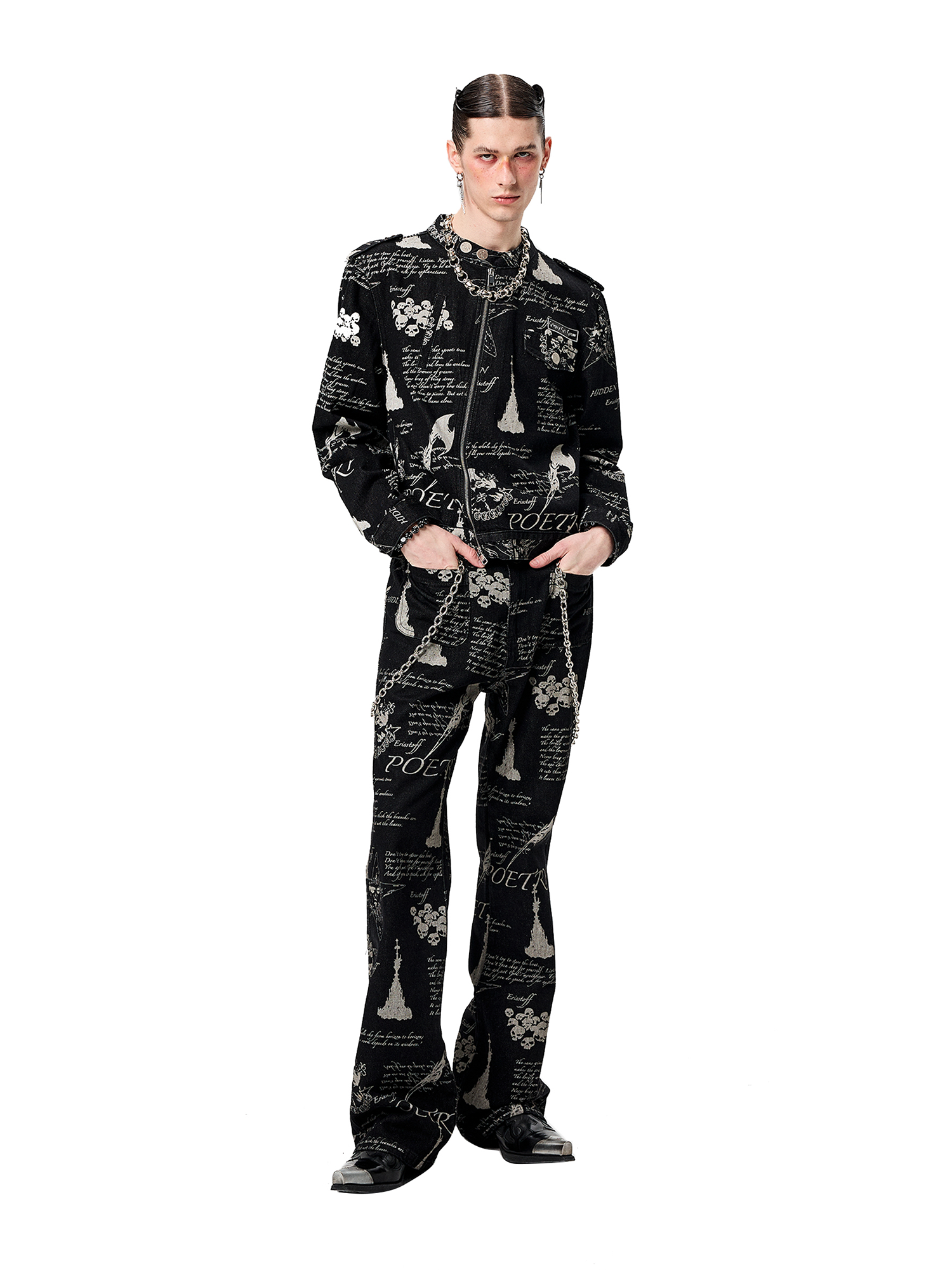 CYCYCY Punk Washed Graffiti Jeans-Jeans-XS / 28"-Free Shipping Leatheretro
