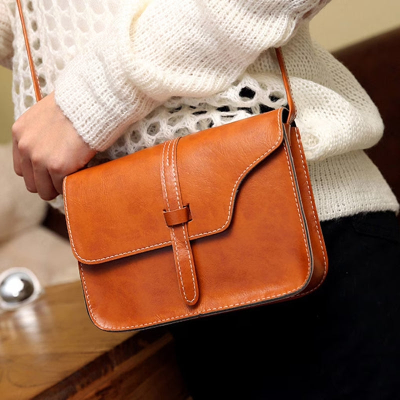 Vintage Leather Crossbody Shoulder Bag - Retro Minimalist Messenger Bags-Shoulder Bag-Black-Free Shipping Leatheretro