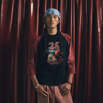 TRECLUB Studded Raglan Graphic 3/4 Sleeve Tee-T Shirt-S-Free Shipping Leatheretro