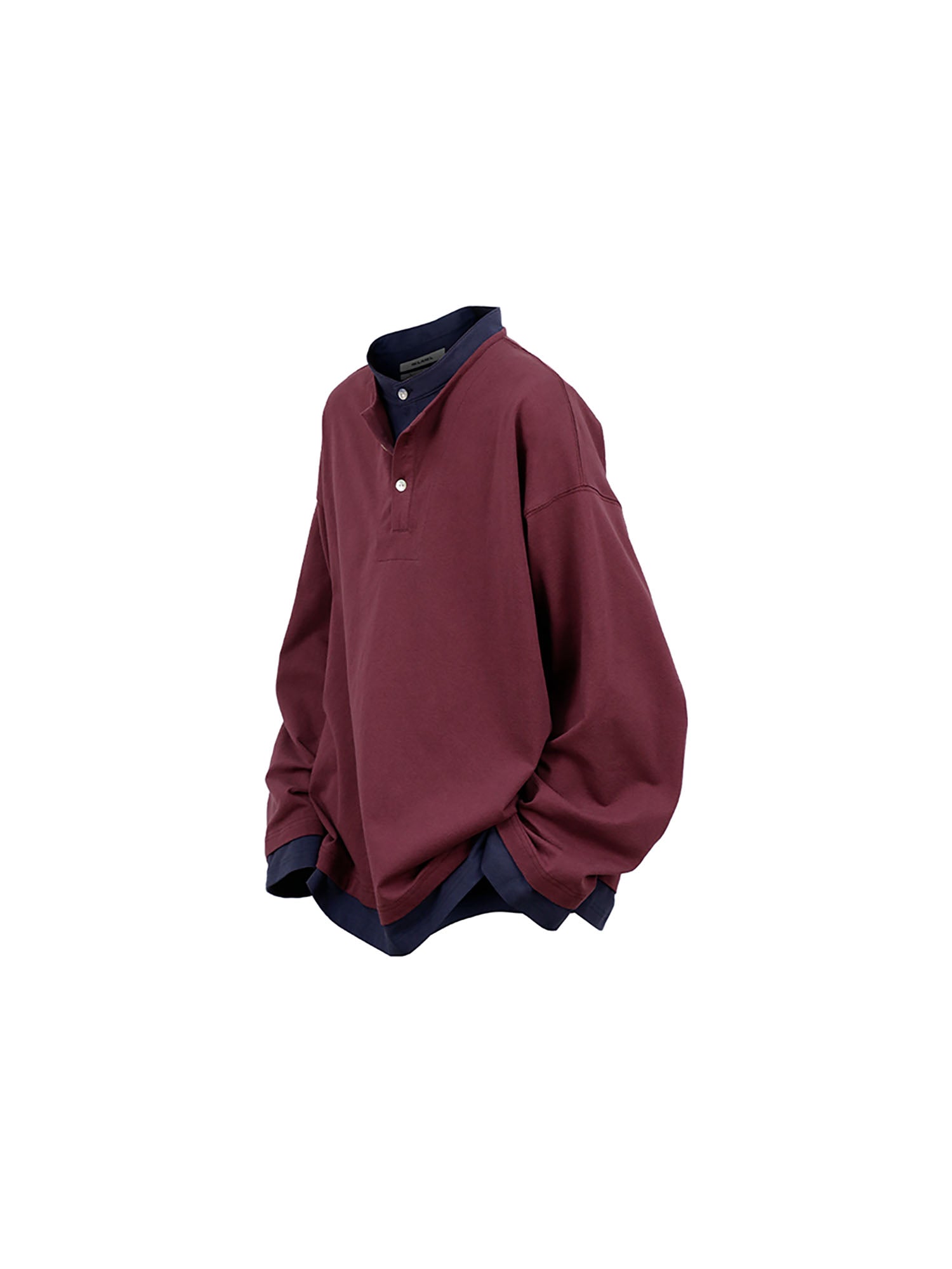 RELABEL Contrast Layered Henley Long-Sleeve Tee-L/S Tee-XS-Purple-Free Shipping Leatheretro