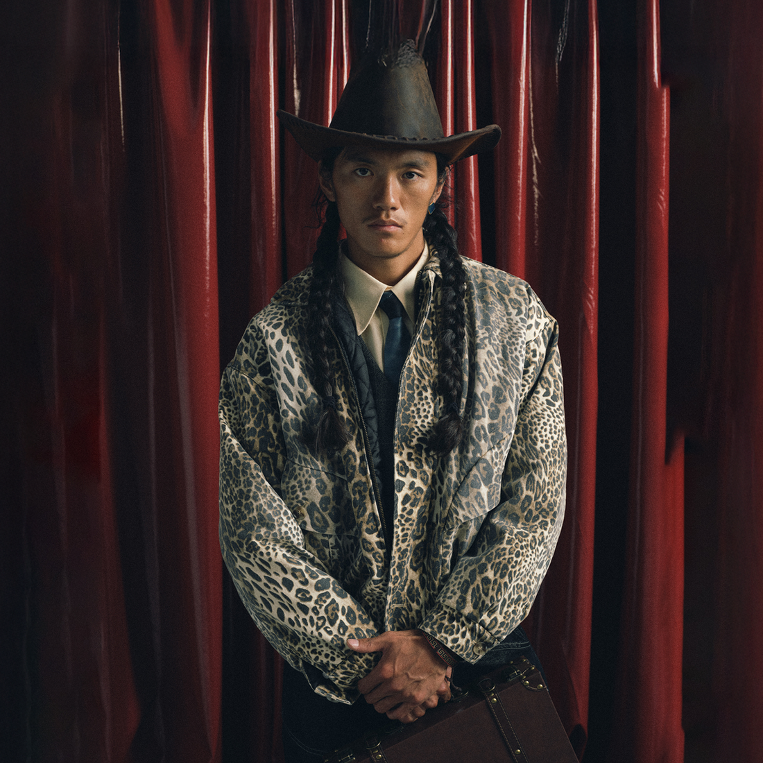 TRECLUB Distressed Leopard Full-Print Bomber Jacket-Jacket-S (Preorder)-Free Shipping Leatheretro