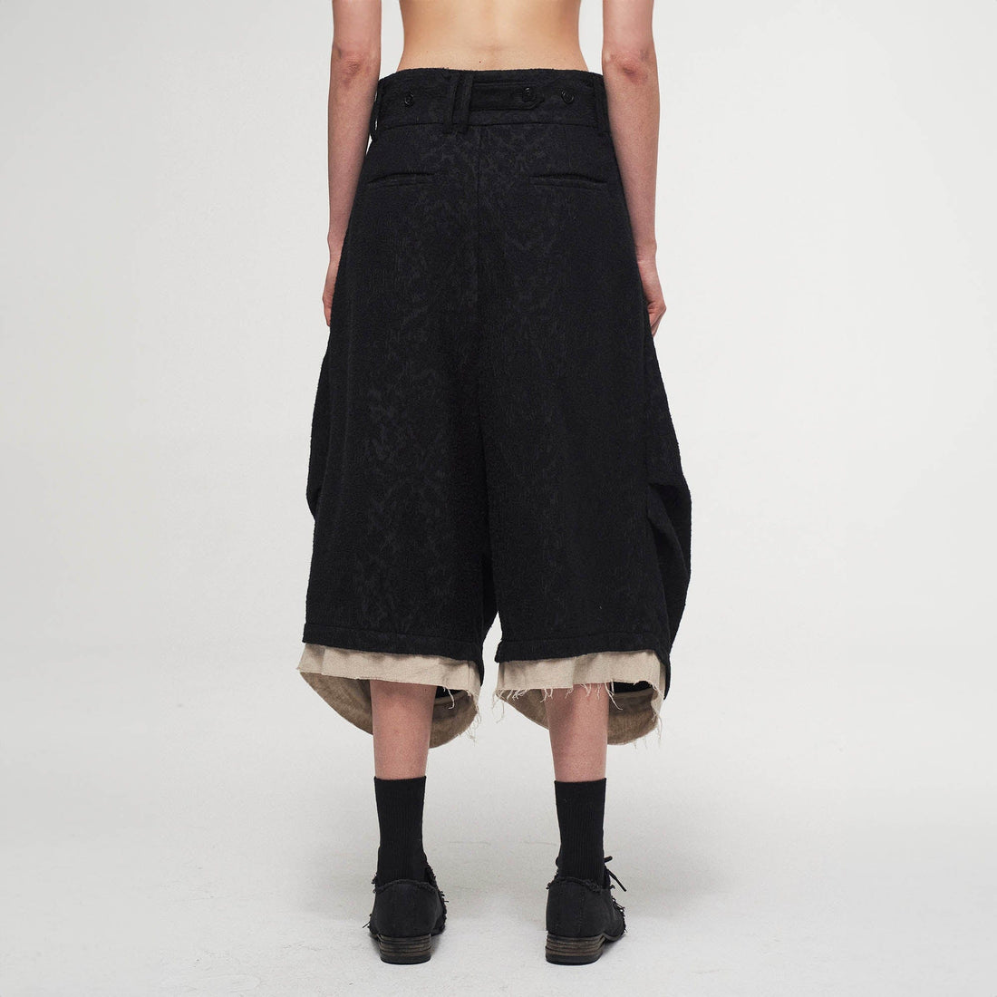 ILNya Nieternite Nifutur Jacquard Layered Raw Edge Balloon Shorts-Shorts-S(0)-Free Shipping Leatheretro