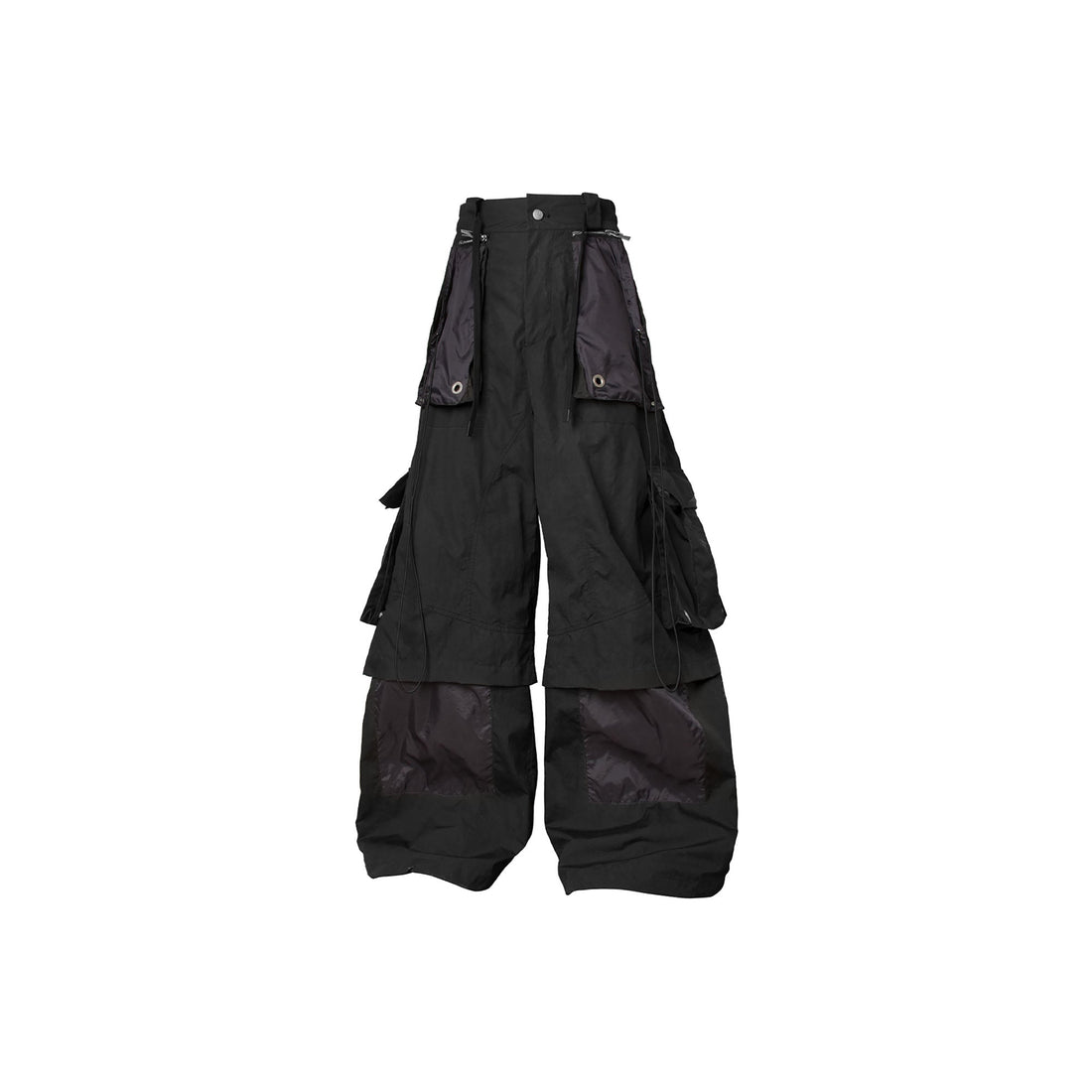 RELABEL Multi-Pocket Panel Crinkled Cargo Pants Black-Pants-XS (Preorder)-Free Shipping Leatheretro