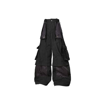 RELABEL Multi-Pocket Panel Crinkled Cargo Pants Black-Pants-XS (Preorder)-Free Shipping Leatheretro