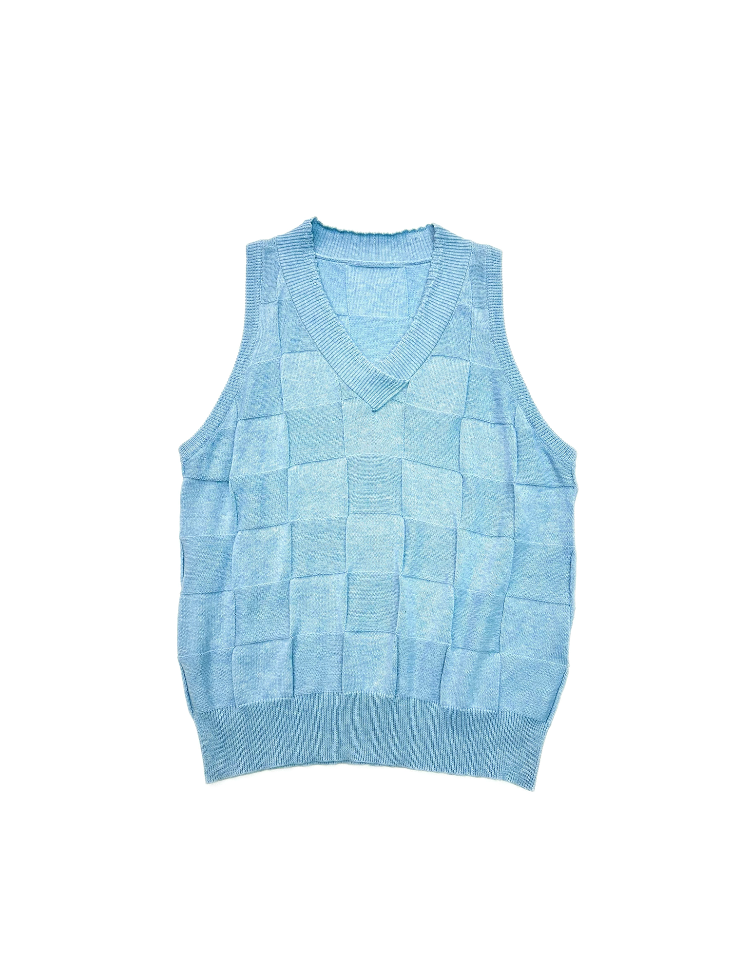 KADAKADA Checkerboard V-Neck Knitted Vest-Vest-M (Preorder)-Free Shipping Leatheretro