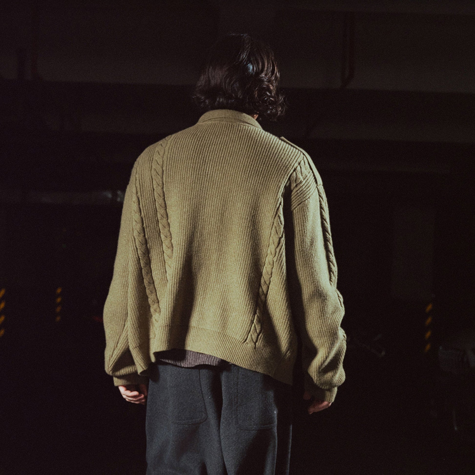 RICHILL Epaulet Multi-Pocket Cable Knit Jacket-Jacket-S-Free Shipping Leatheretro