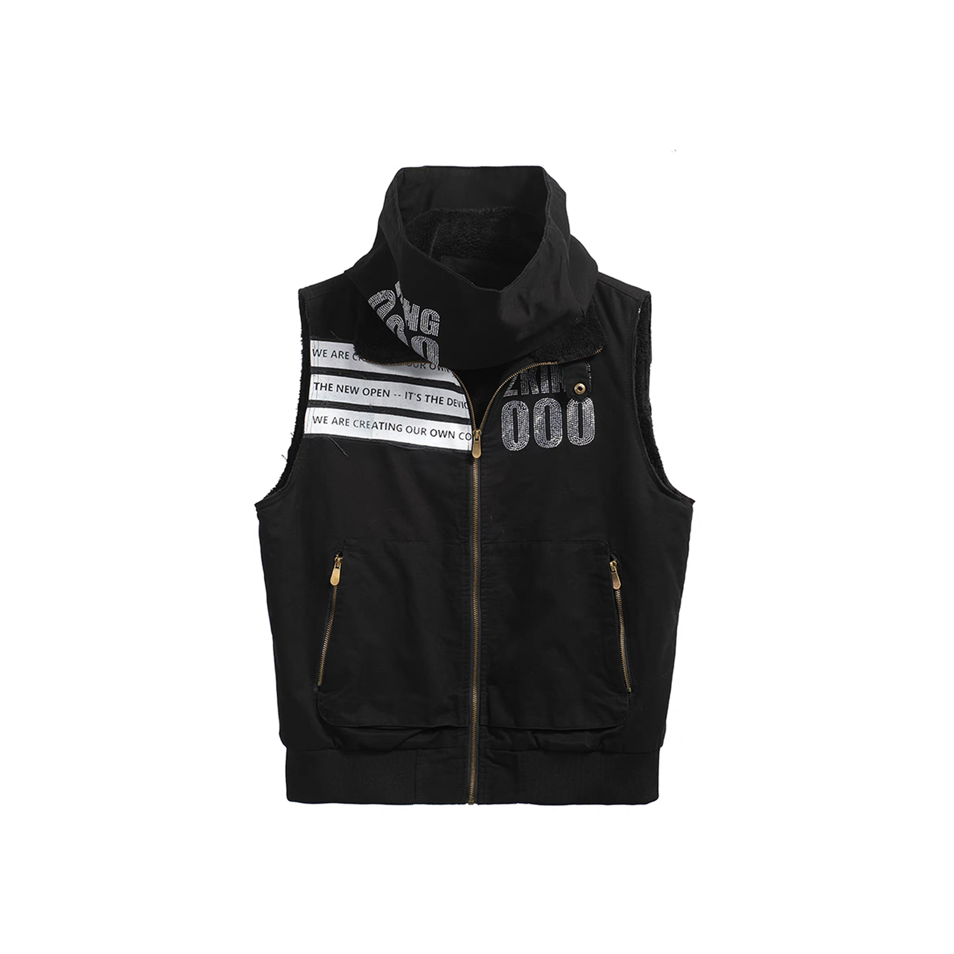 NOTHINGNESS WORLD Padded Funnel-Neck Zip Vest-Vest-S-Free Shipping Leatheretro