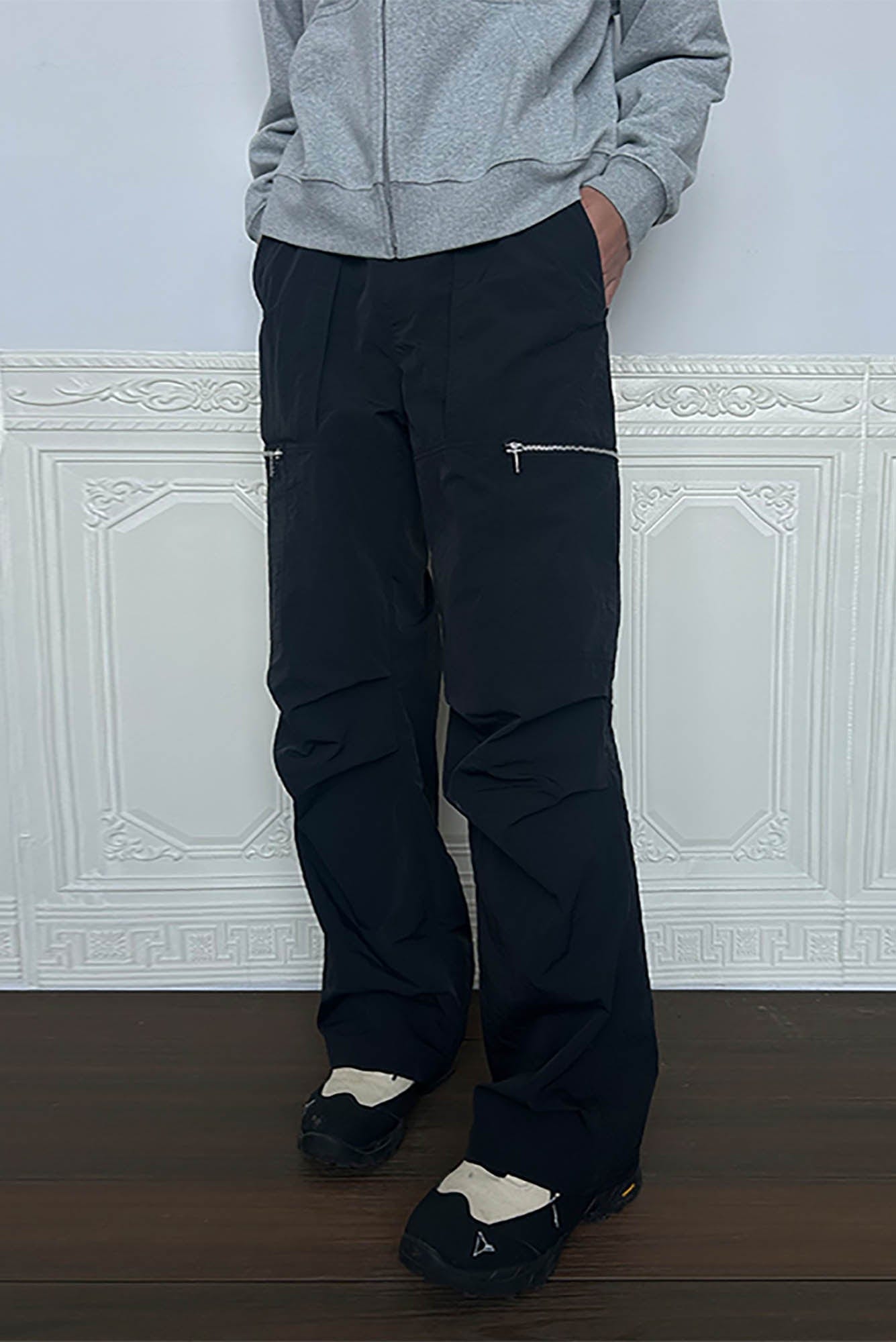 KREATE Crinkled Zippered Cargo Pants-Pants-S-Free Shipping Leatheretro
