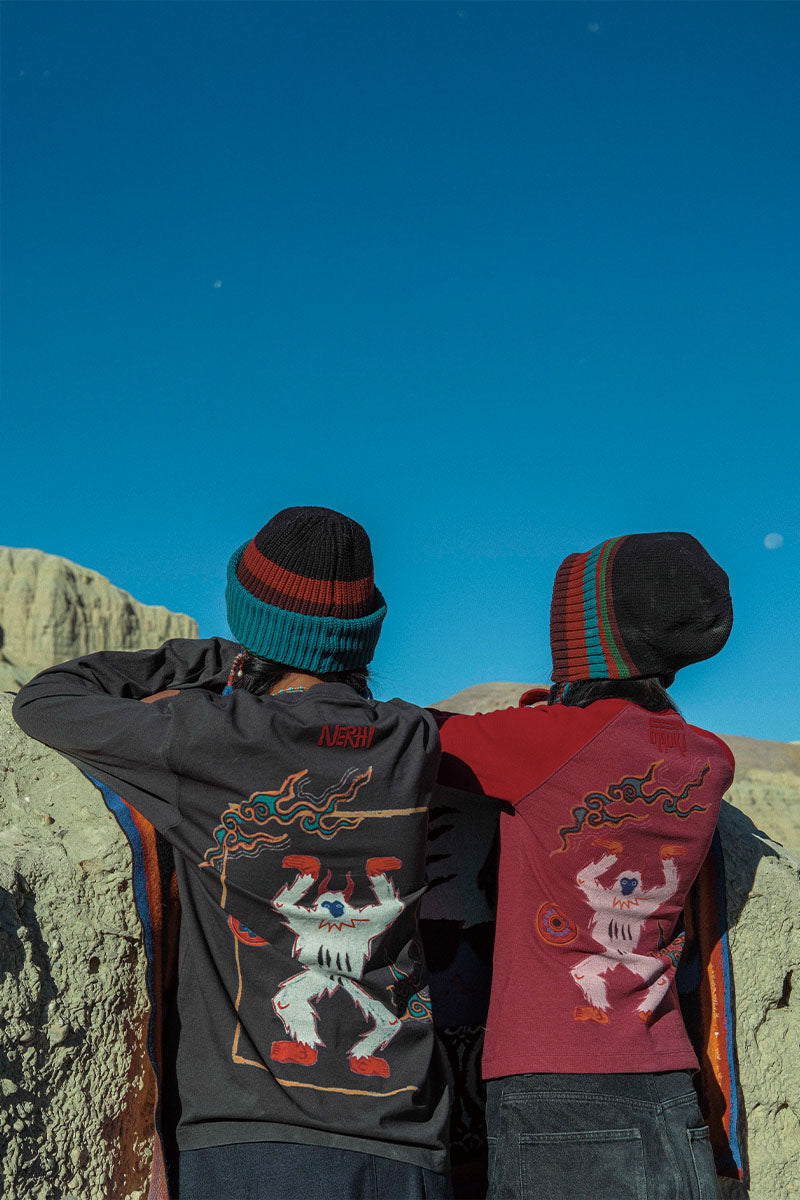 NERHI Mural Graphic Long-Sleeve Tee-L/S Tee-S-Black (Preorder)-Free Shipping Leatheretro