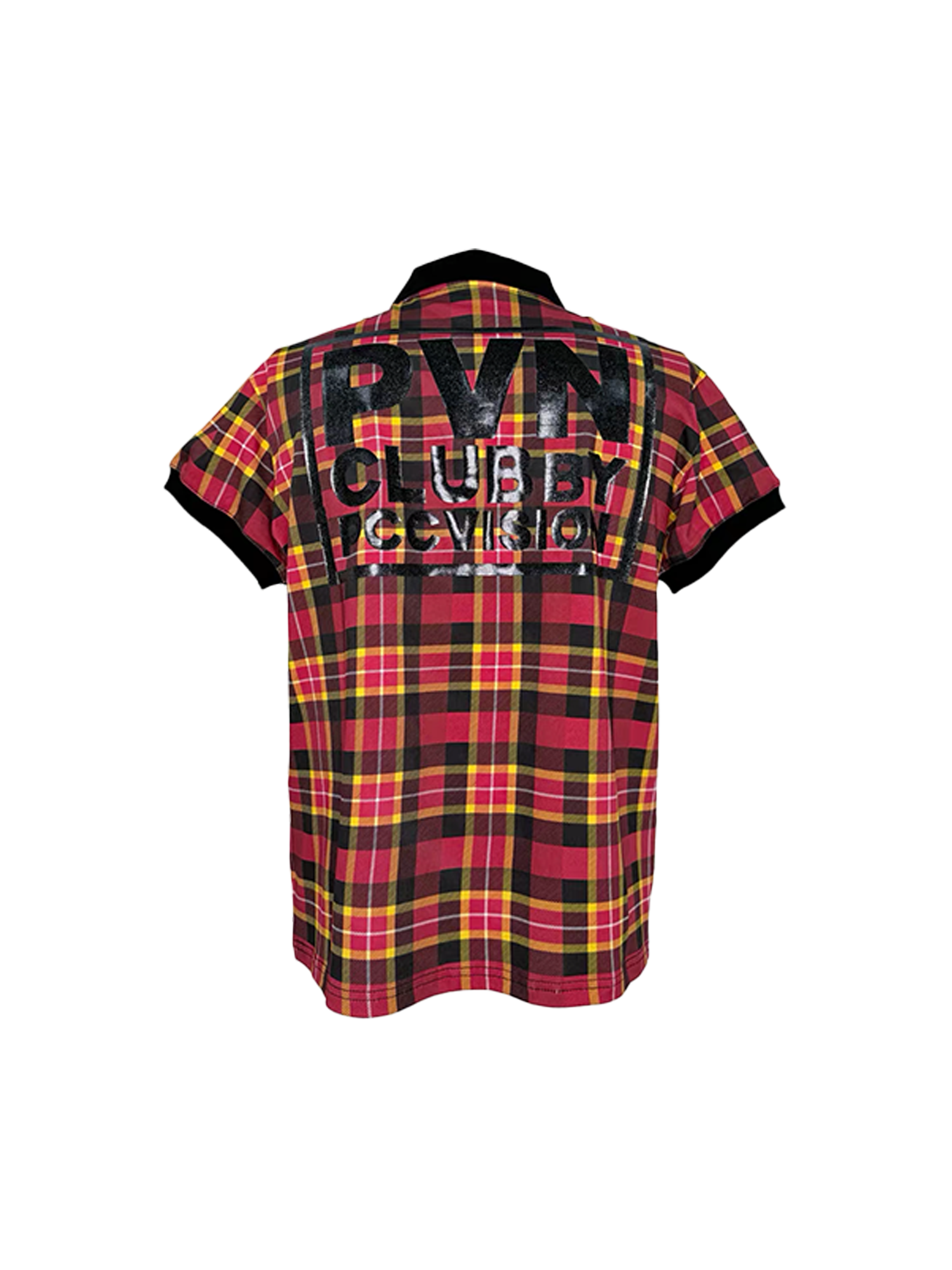 PCCVISION Plaid Glitter Graphic Polo T Shirt-T Shirt-S (Preorder)-Free Shipping Leatheretro