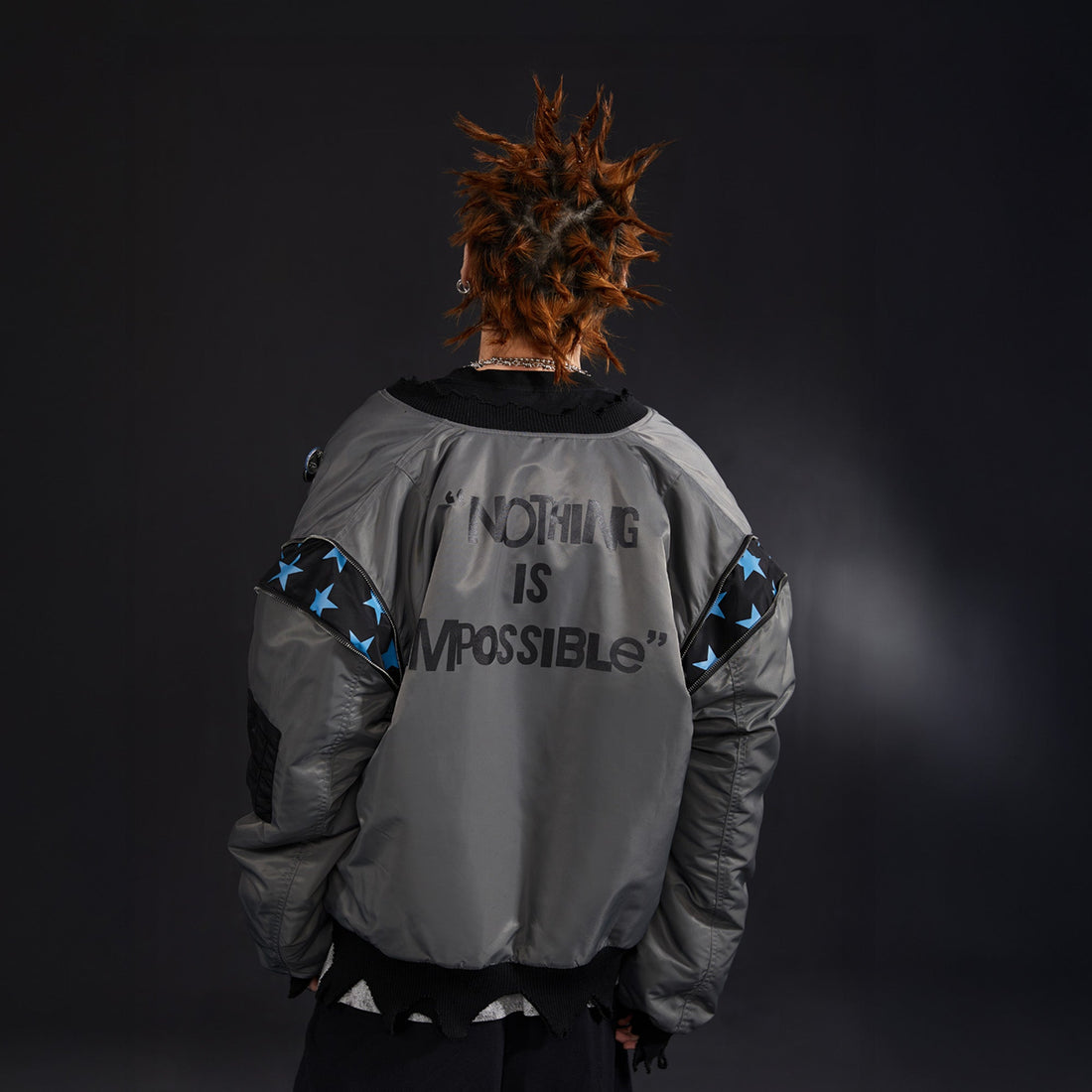 VENTUREK Retro Zipper-Spliced Raw Edge Bomber Jacket-Jacket-S-Free Shipping Leatheretro