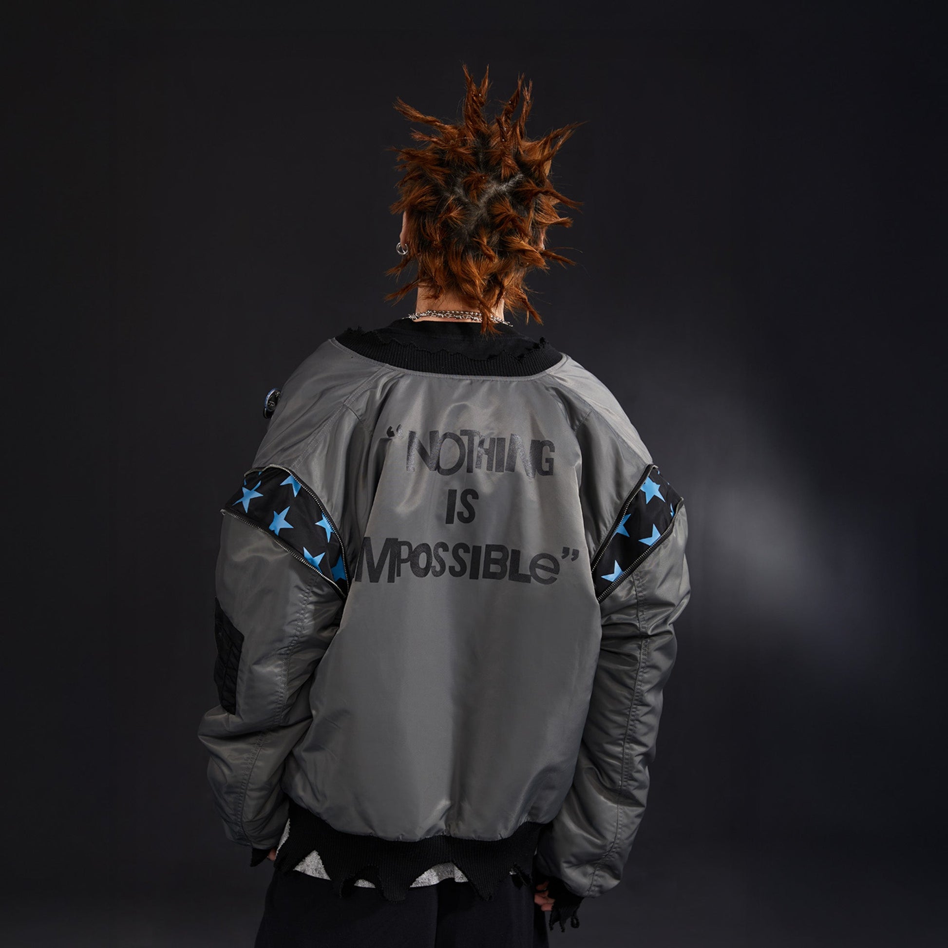 VENTUREK Retro Zipper-Spliced Raw Edge Bomber Jacket-Jacket-S-Free Shipping Leatheretro