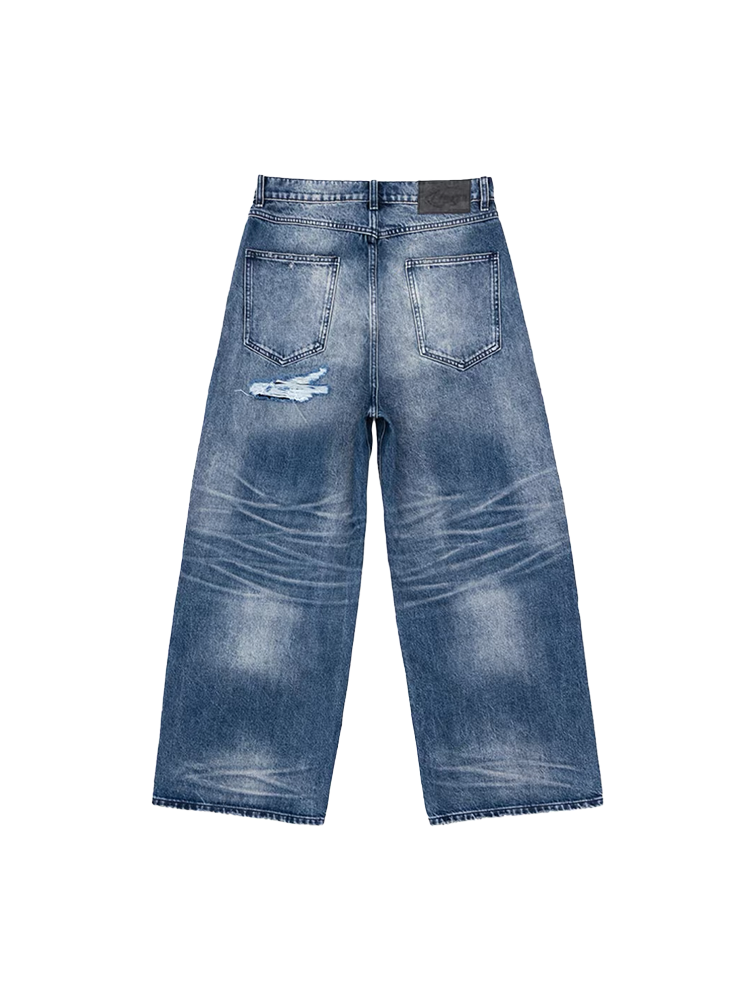 IN EXISTENCE x STM Washed Patched Distressed Straight Jeans-Jeans-S-Free Shipping Leatheretro