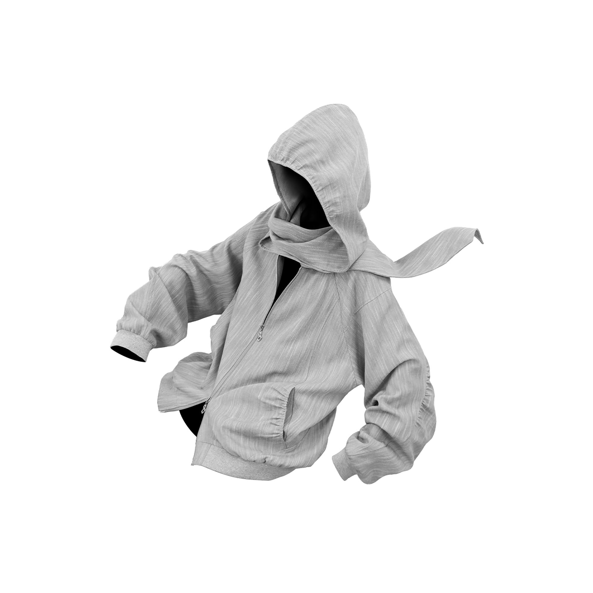 RELABEL Detachable Hood Crinkled Oversized Jacket Gray-Jacket-XS-Free Shipping Leatheretro