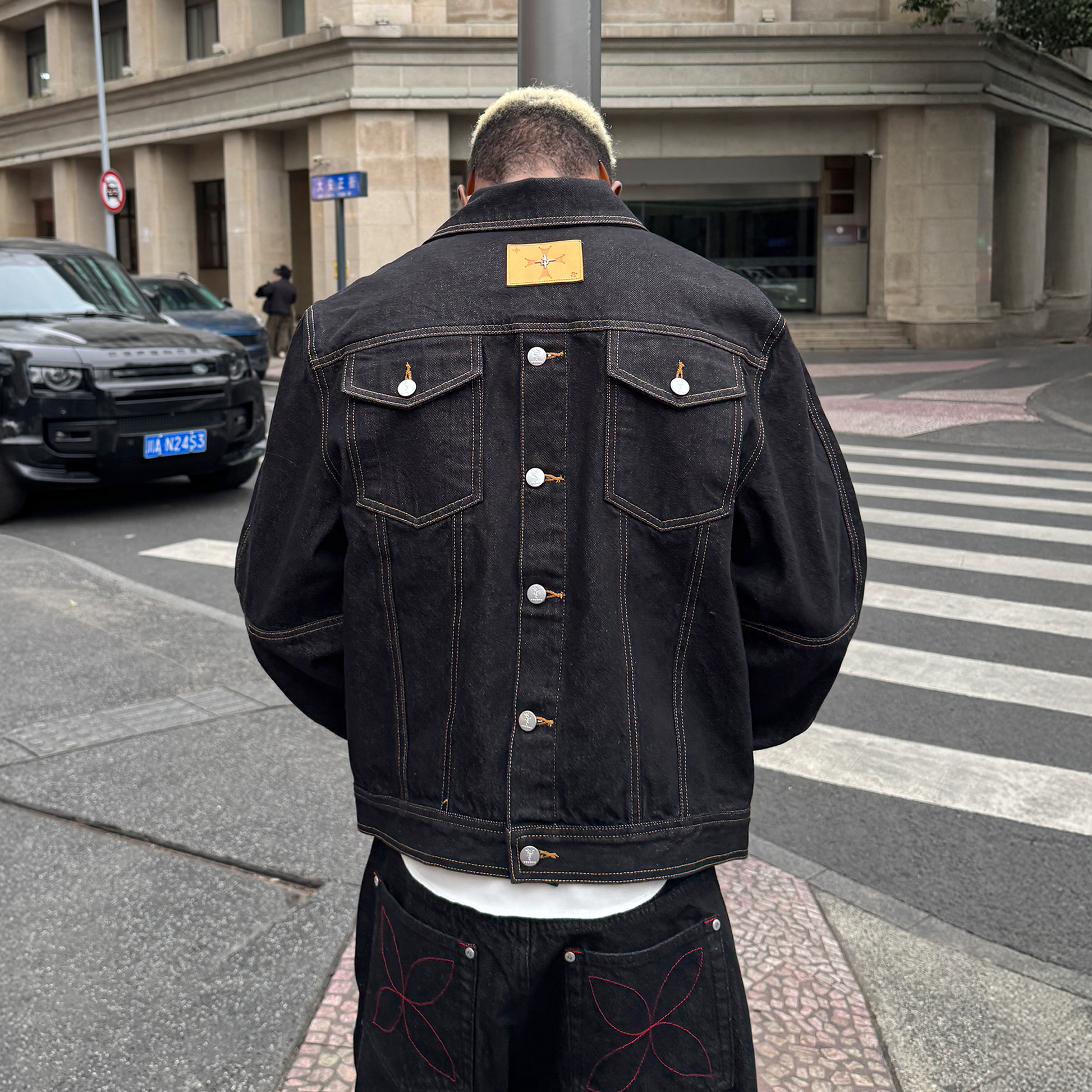 STEEPC Reversed-Panel Raw Denim Cropped Jacket-Jacket-S-Free Shipping Leatheretro