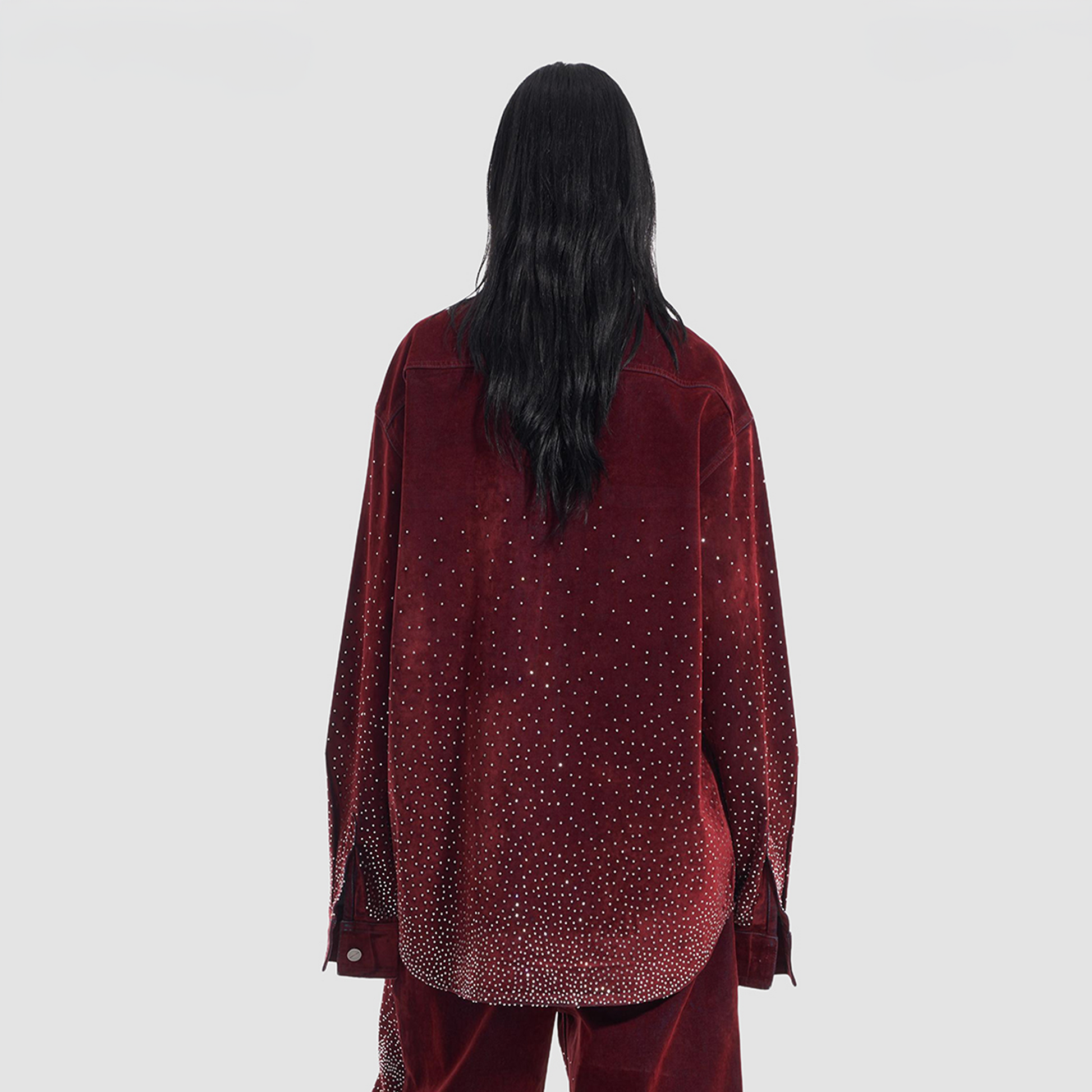 VANN VALRENCE Diamond-Studded Velvet Shirt Jacket-Jacket-S-Free Shipping Leatheretro