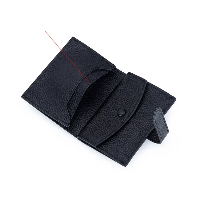 Luxury Design Genuine Leather Small Wallet-Wallets & Money Clips-Black-Free Shipping Leatheretro
