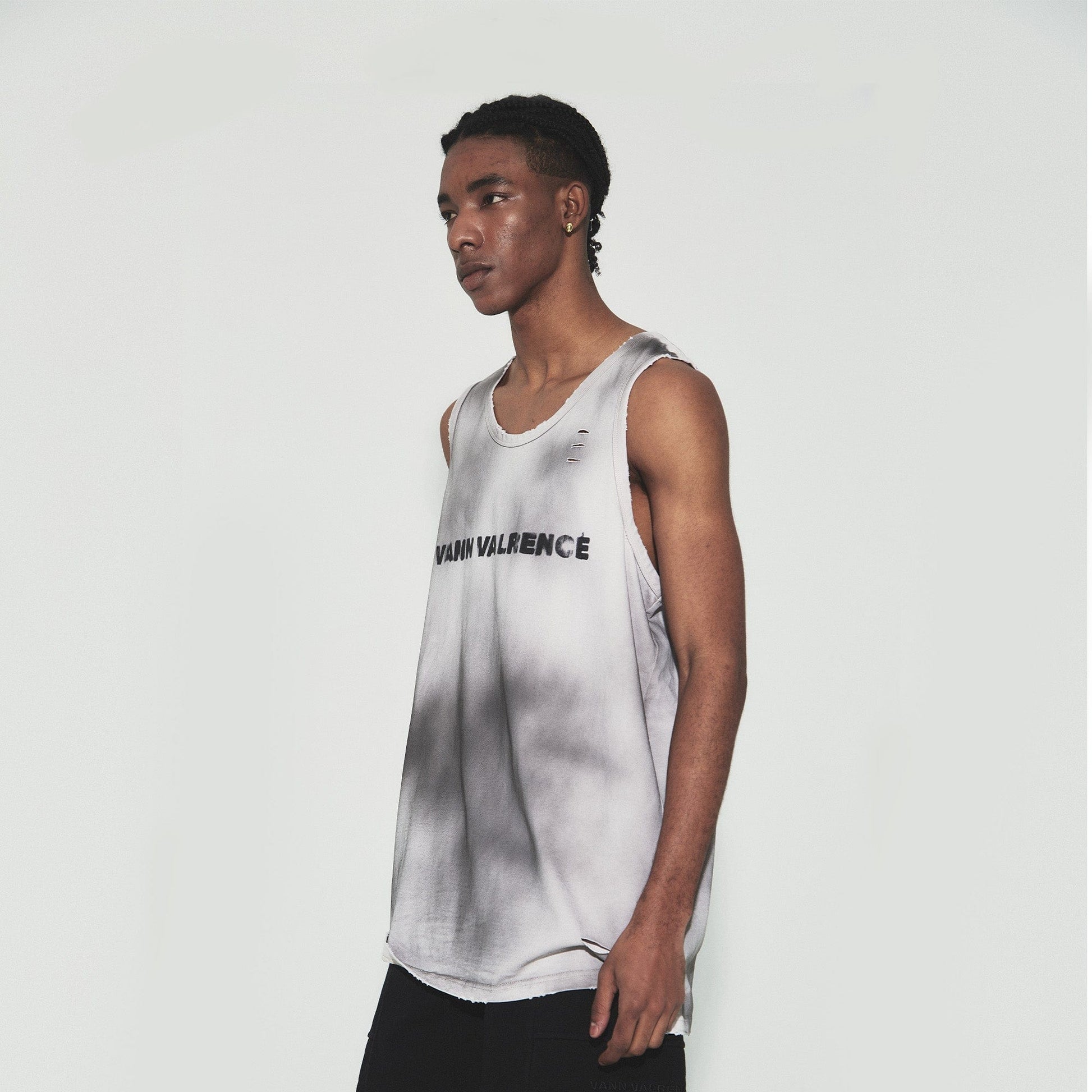 VANN VALRENCE Tie-Dye Distressed LOGO Sleeveless T-Shirt-T Shirt-S-Free Shipping Leatheretro