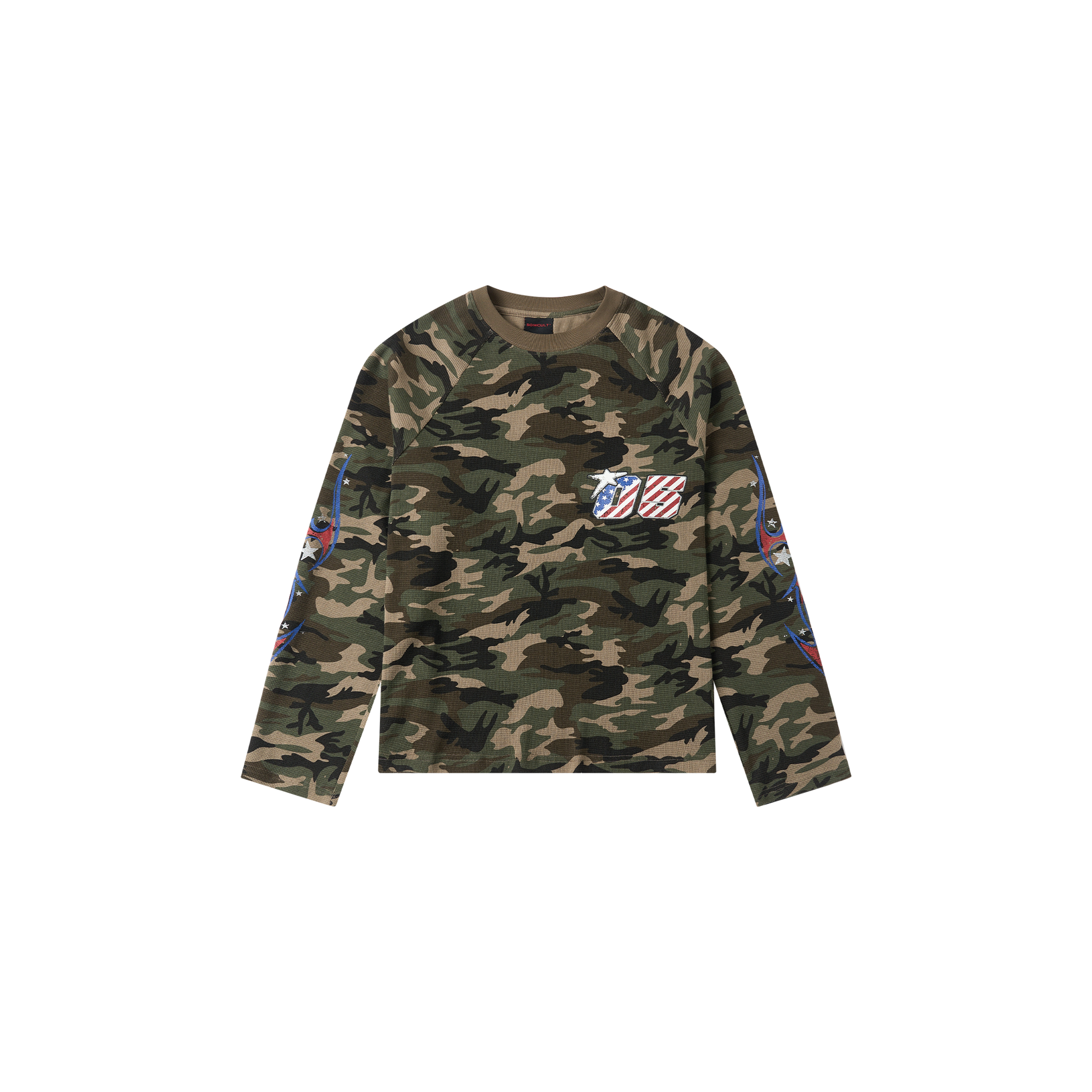 SAVAGEGROWTHWORLD Camo Waffle Knit Graphic Long-Sleeve Tee-L/S Tee-S-Free Shipping Leatheretro