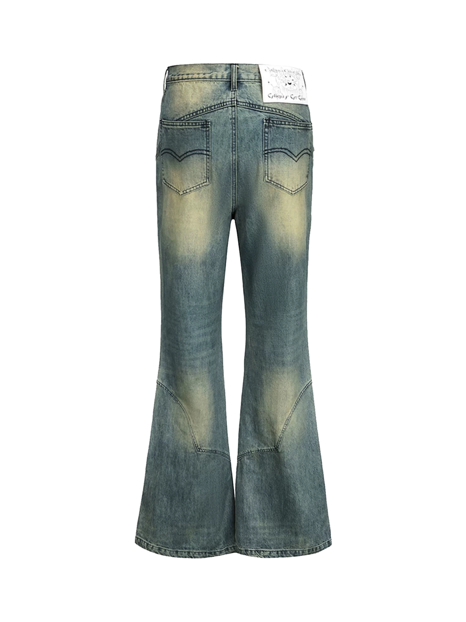 ERISSTOFF Washed Detachable Flared Jeans Blue-Jeans-S / 30"-Free Shipping Leatheretro