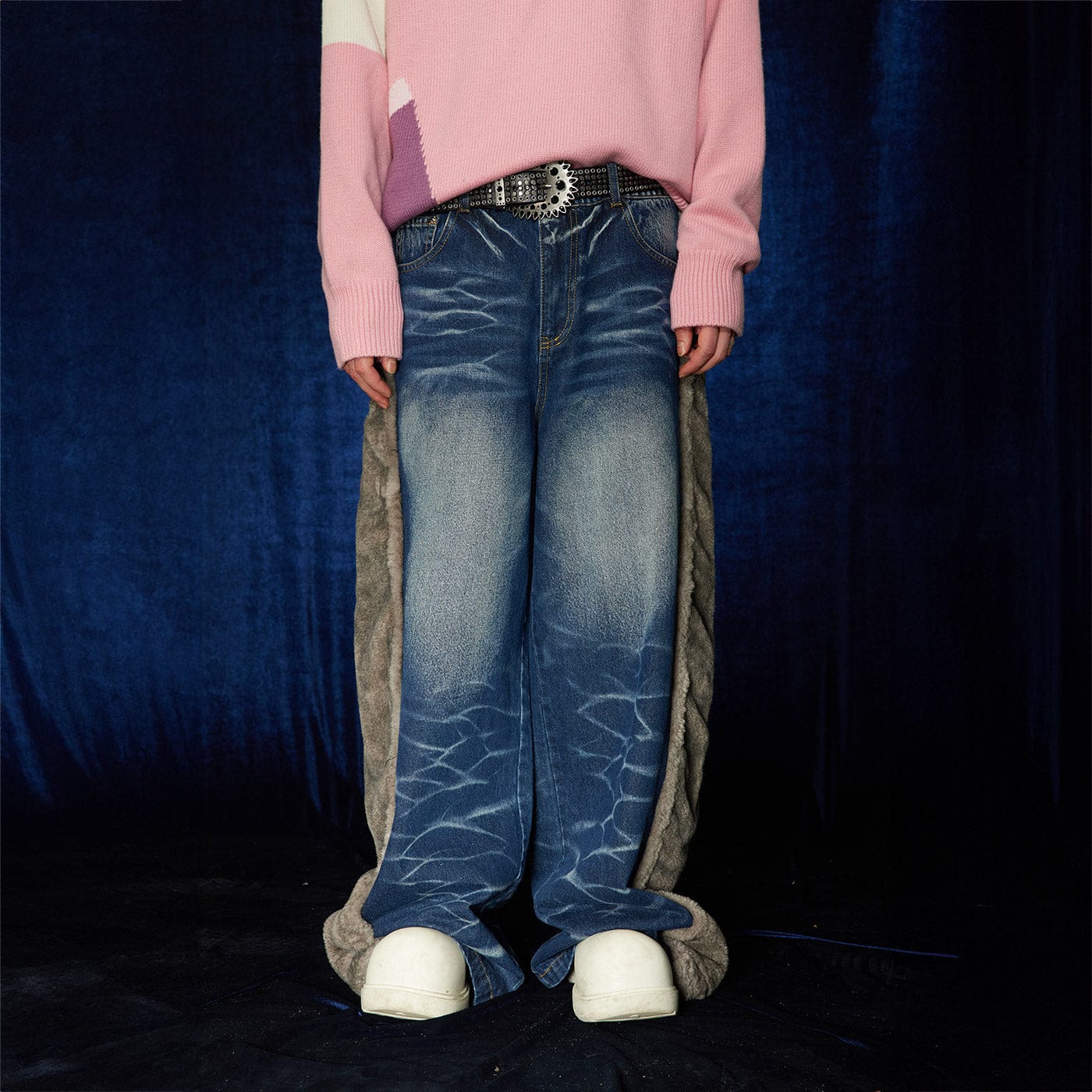 DND4DES Faux Fur Spliced Jeans-Jeans-S-Free Shipping Leatheretro