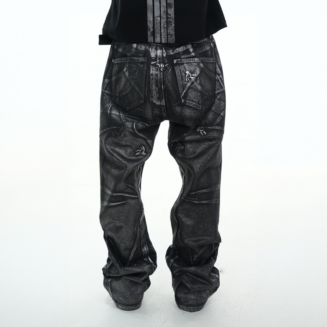 VINKID Coated Pigeon Graphic Jeans-Jeans-S / 31"-Free Shipping Leatheretro