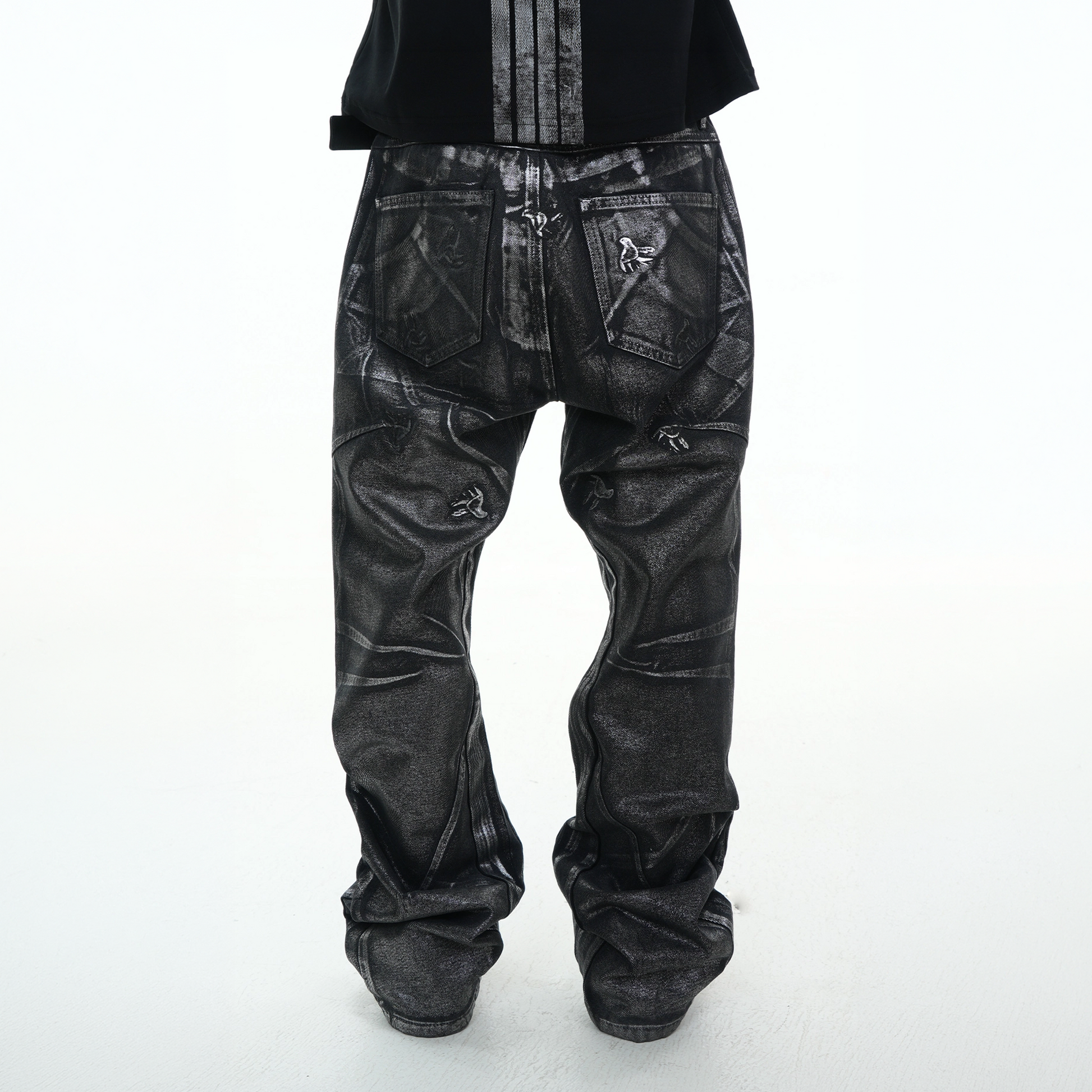 VINKID Coated Pigeon Graphic Jeans-Jeans-S / 31"-Free Shipping Leatheretro