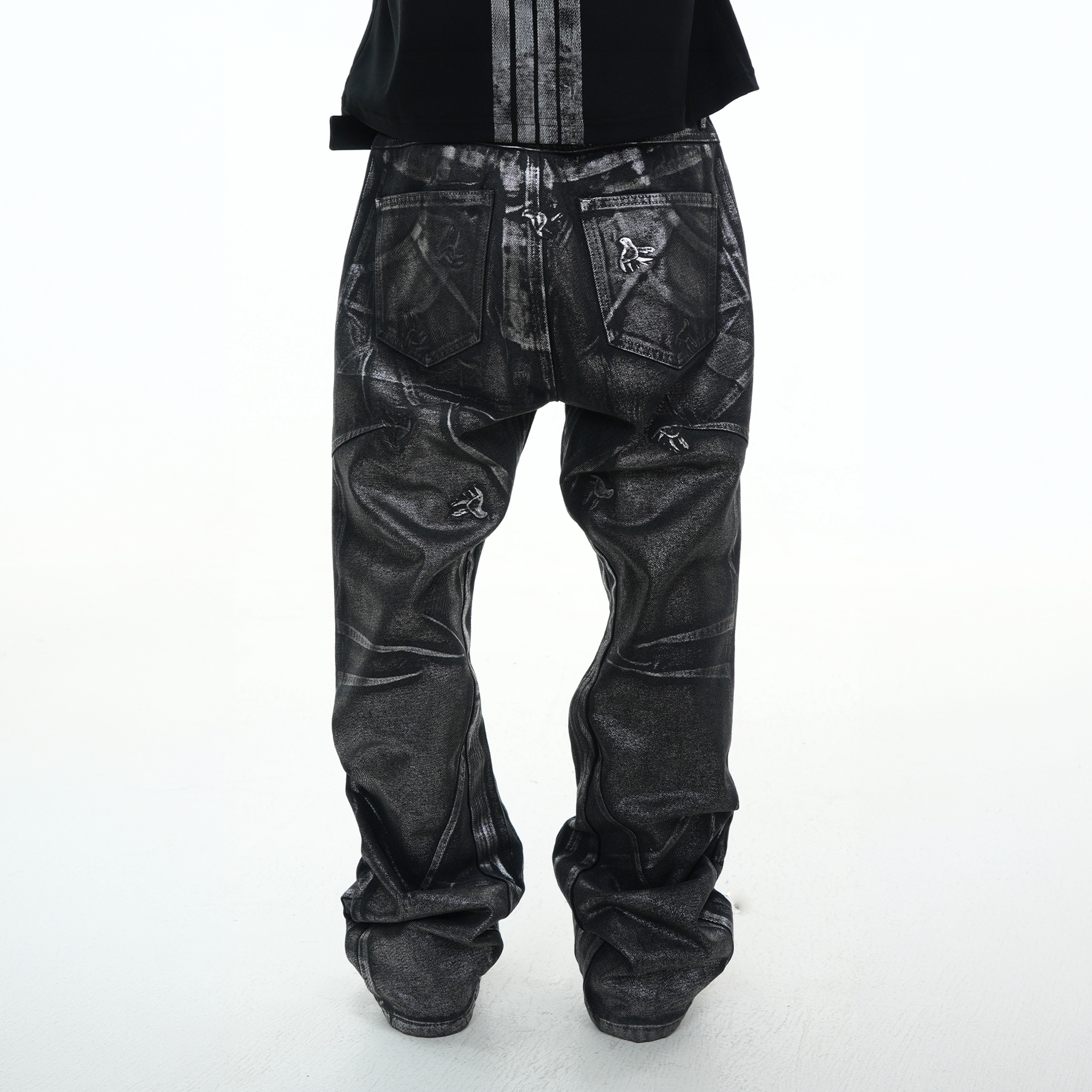 VINKID Coated Pigeon Graphic Jeans-Jeans-S / 31"-Free Shipping Leatheretro