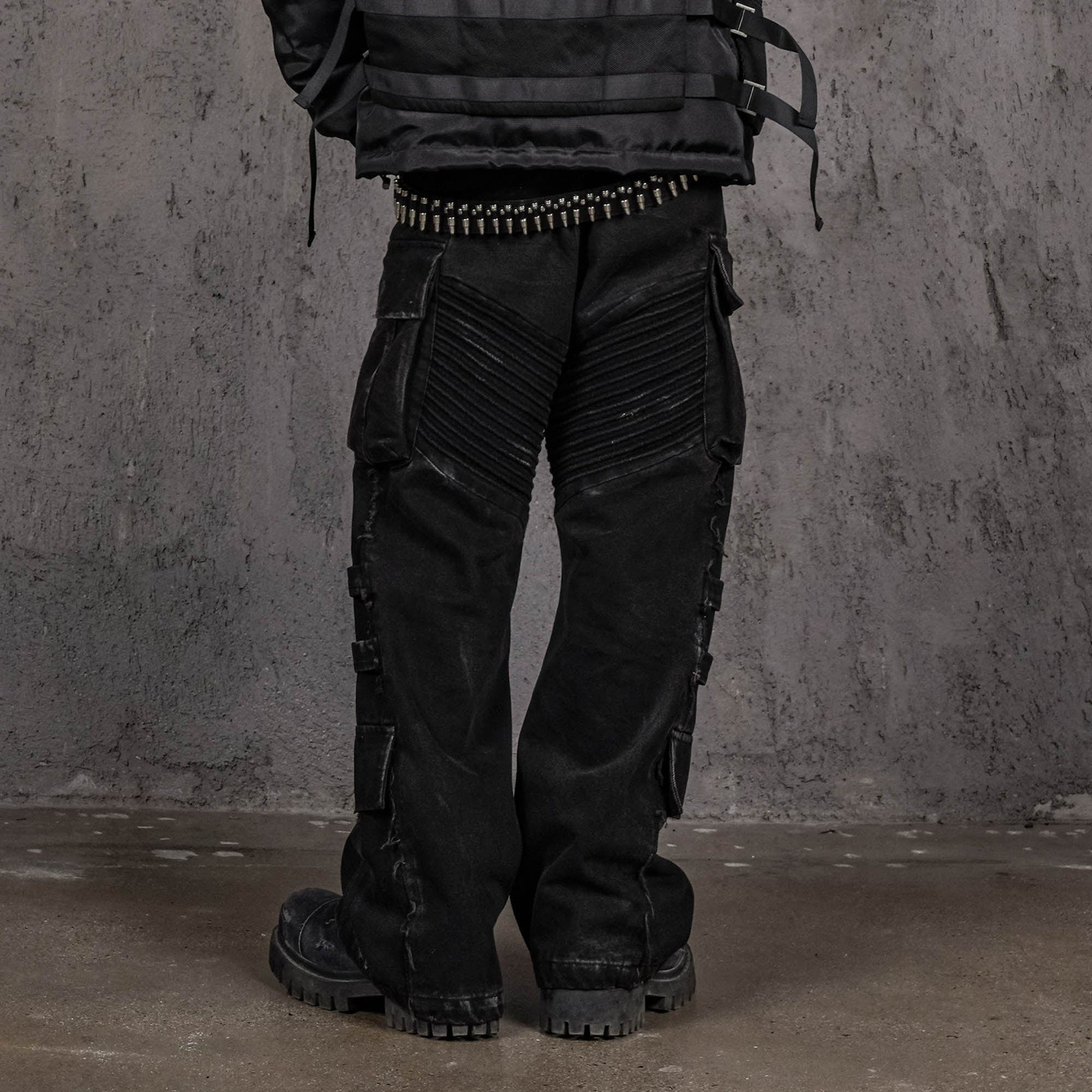 UNDERWATER Deconstructed Distressed Wanderer Multi-Pocket Jeans-Jeans-S-Free Shipping Leatheretro